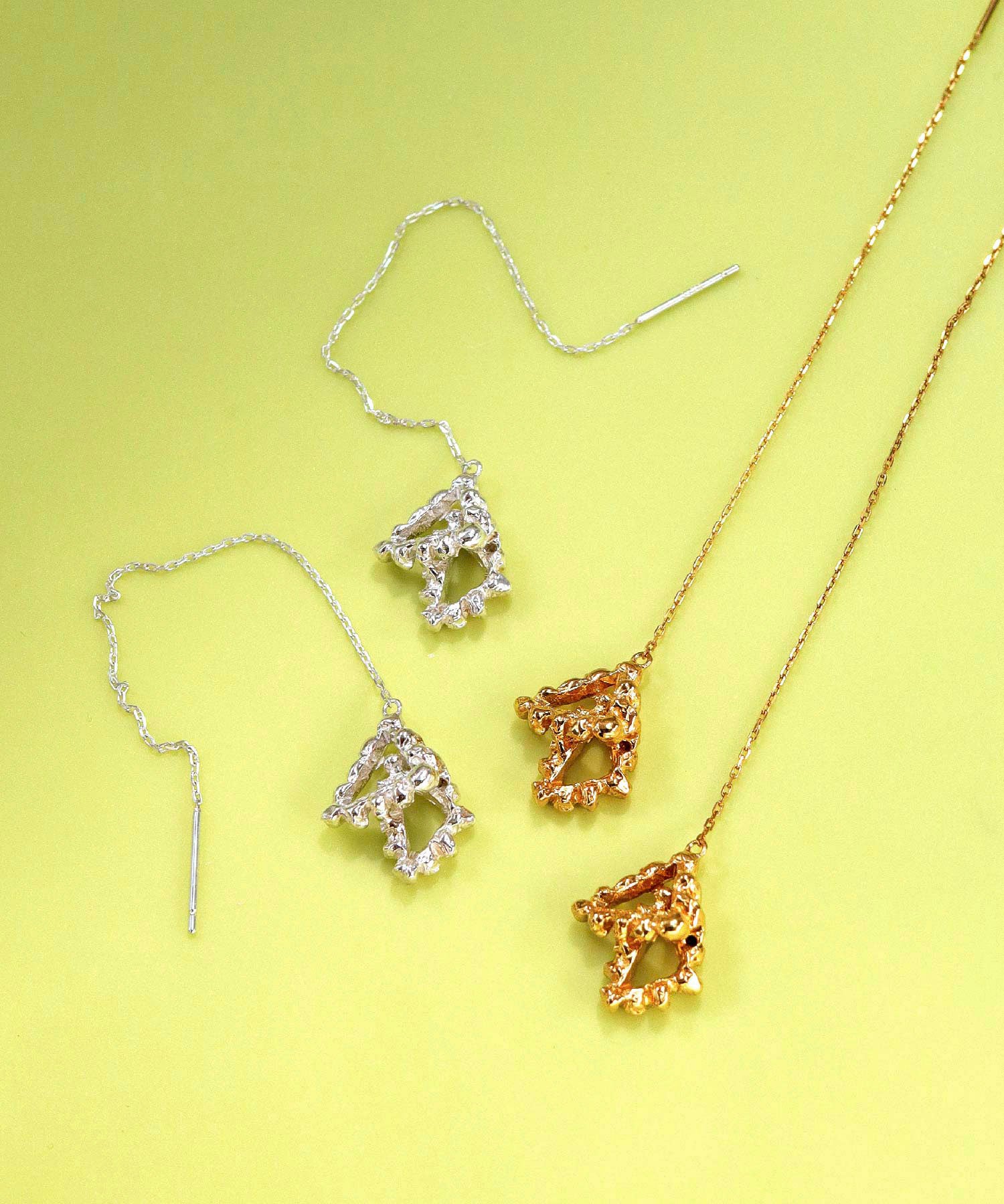 SV925 mini origami ring reversible earrings silver