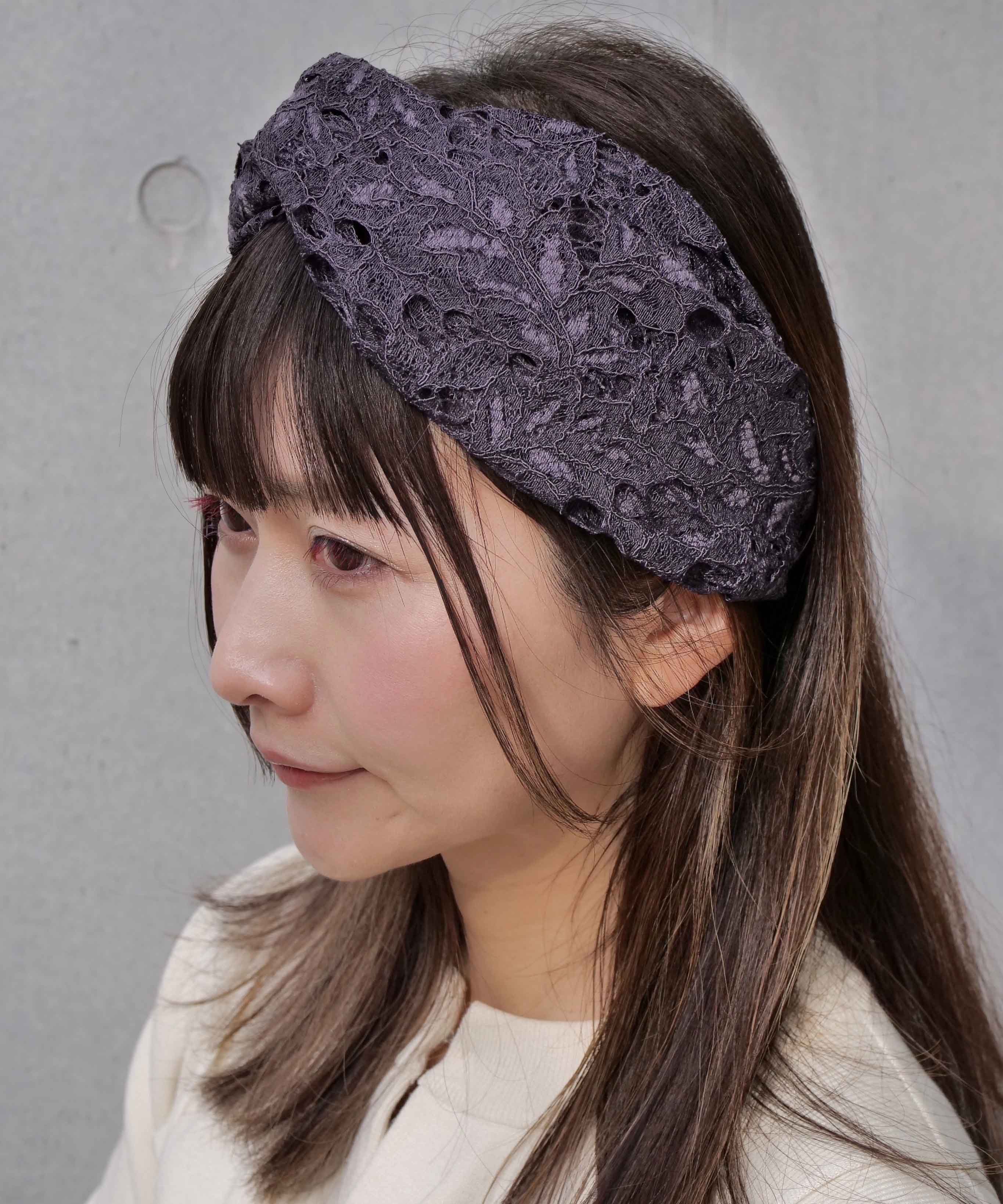 Shirred lace turban