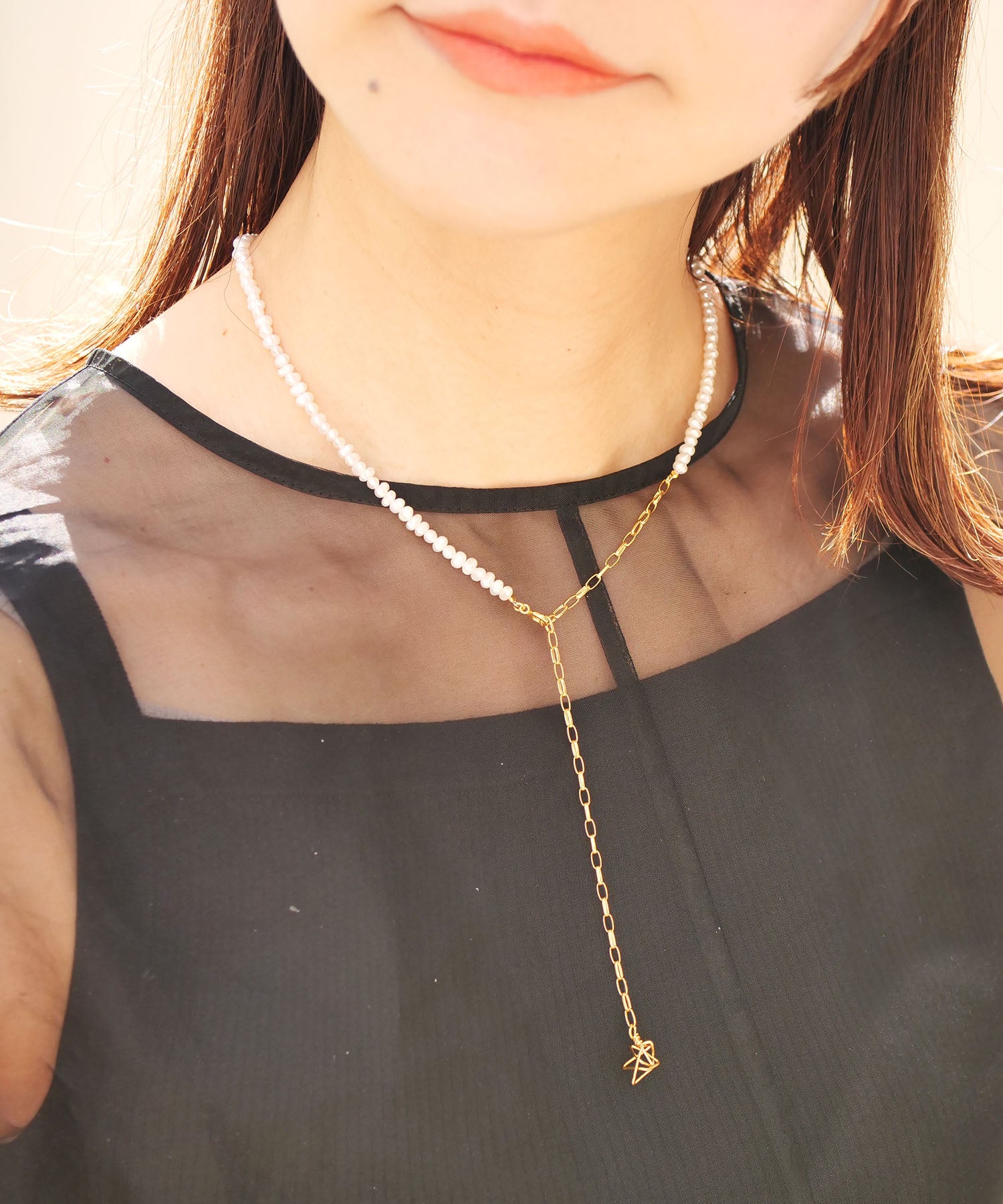 クリスマス限定 5waymini淡水パールチョーカーブレスset ゴールド