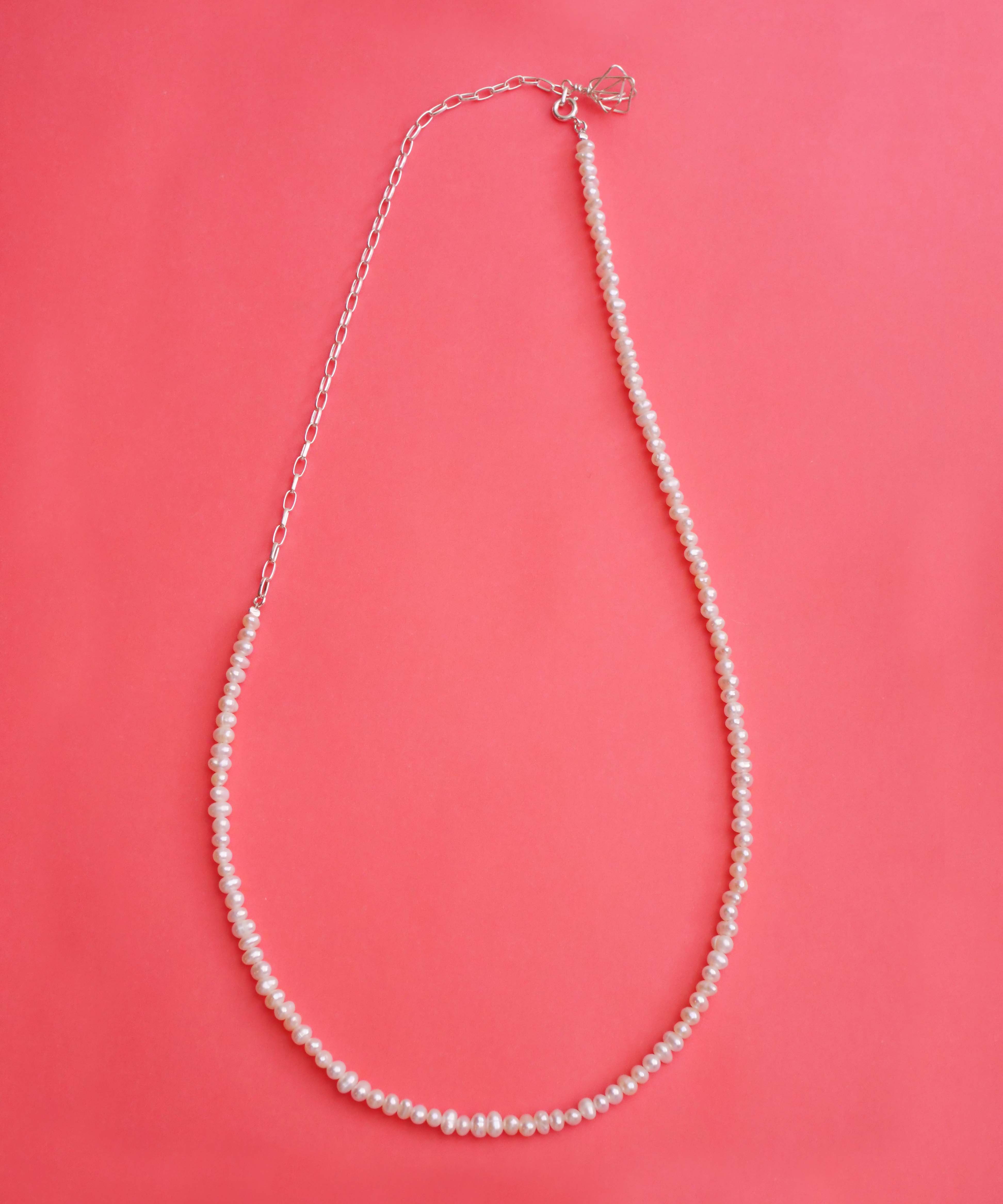 クリスマス限定 5waymini淡水パールチョーカーブレスset シルバー