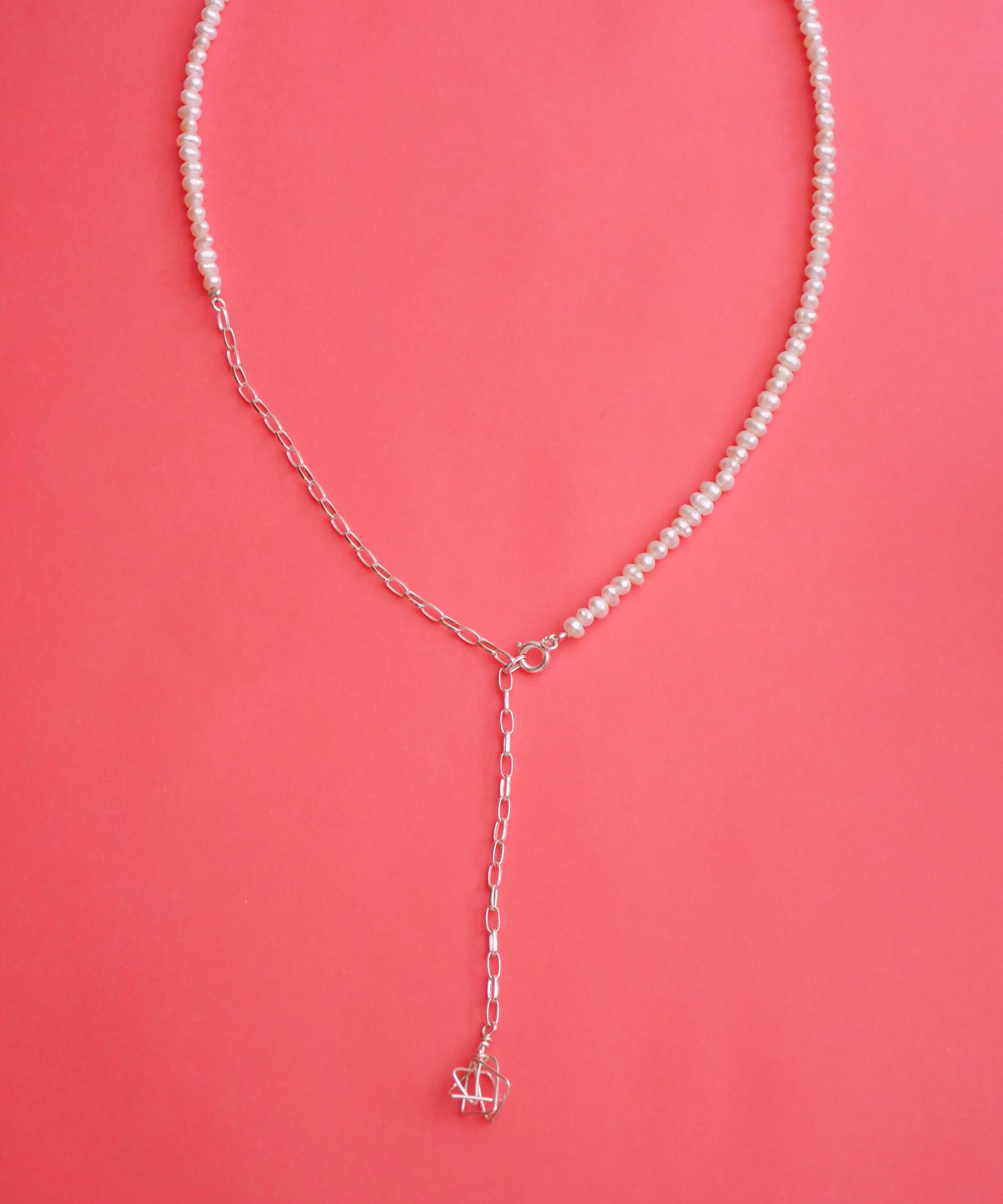 クリスマス限定 5waymini淡水パールチョーカーブレスset シルバー