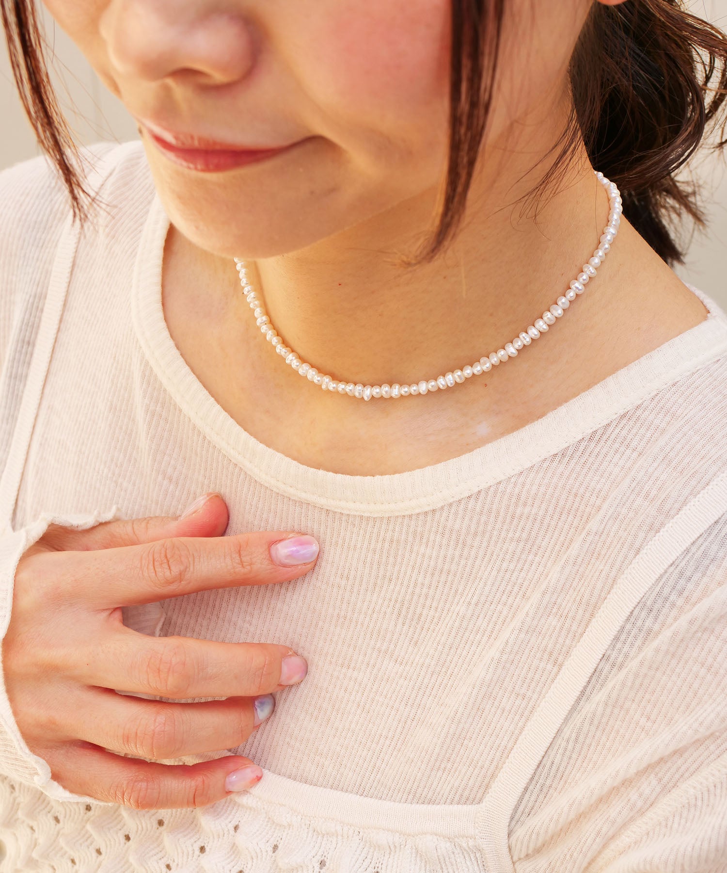 クリスマス限定 5waymini淡水パールチョーカーブレスset シルバー