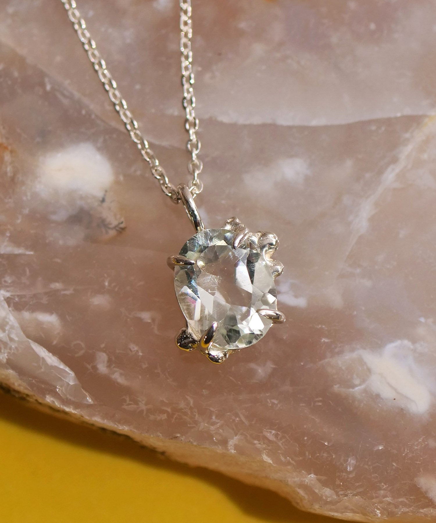 SV925おねんどつぶつぶ天然石ネックレス グリーンアメジスト