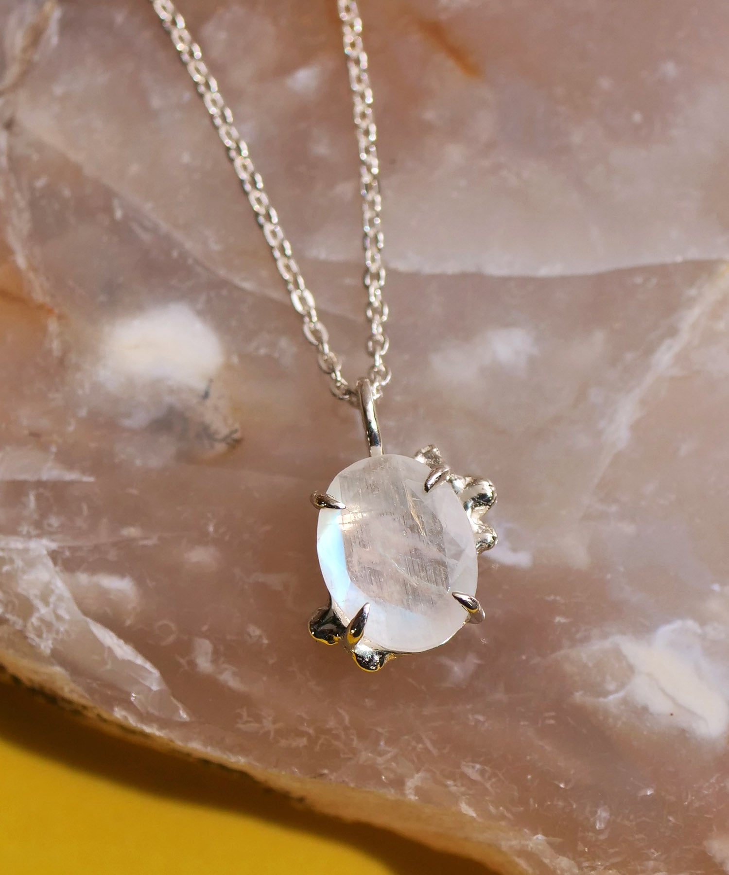 SV925おねんどつぶつぶ天然石ネックレス ムーンストーン