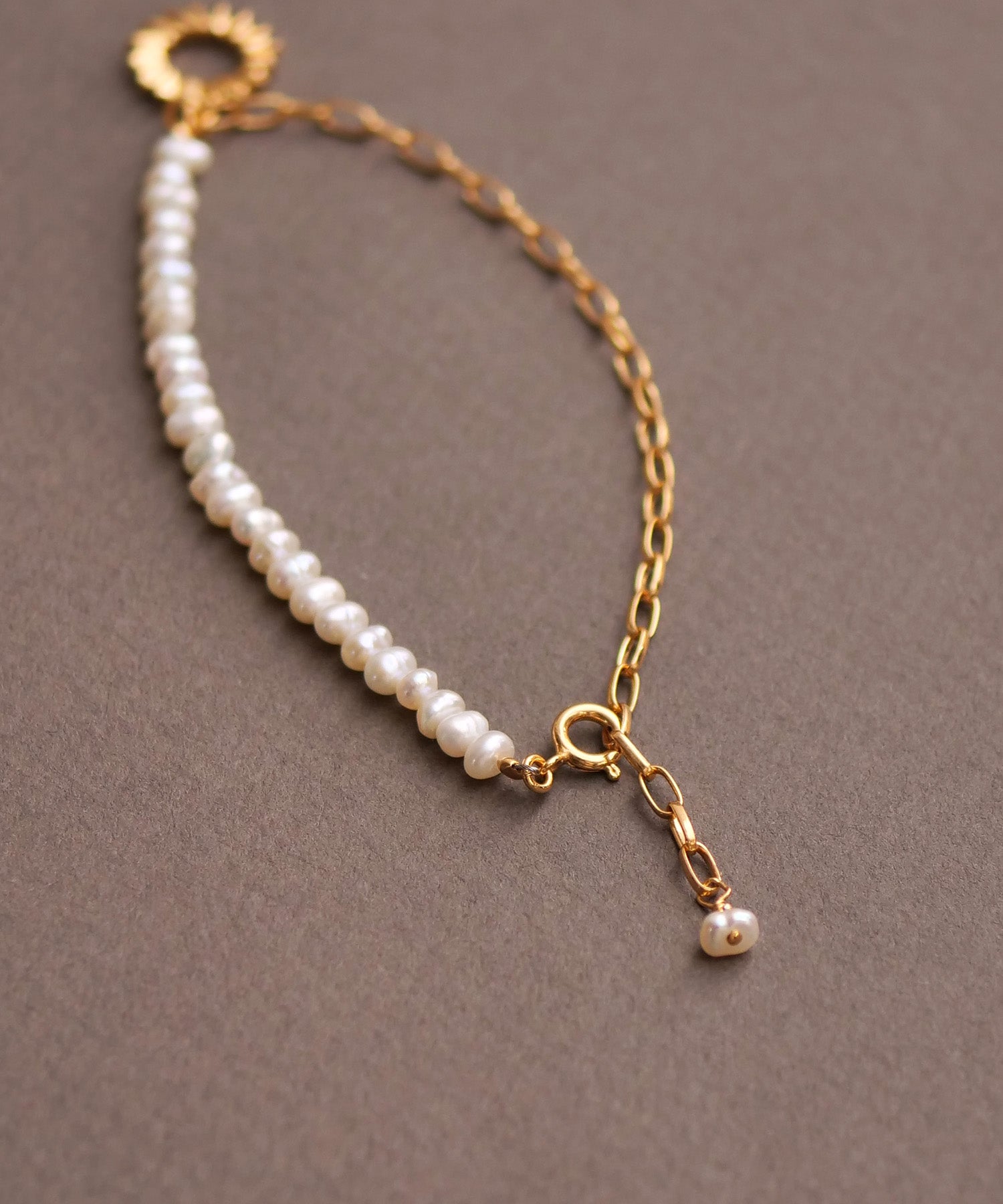 SV925フォールドオリガミパールブレスレット ゴールド