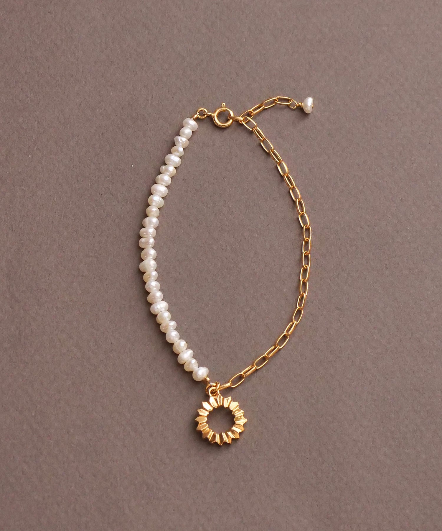 SV925フォールドオリガミパールブレスレット ゴールド