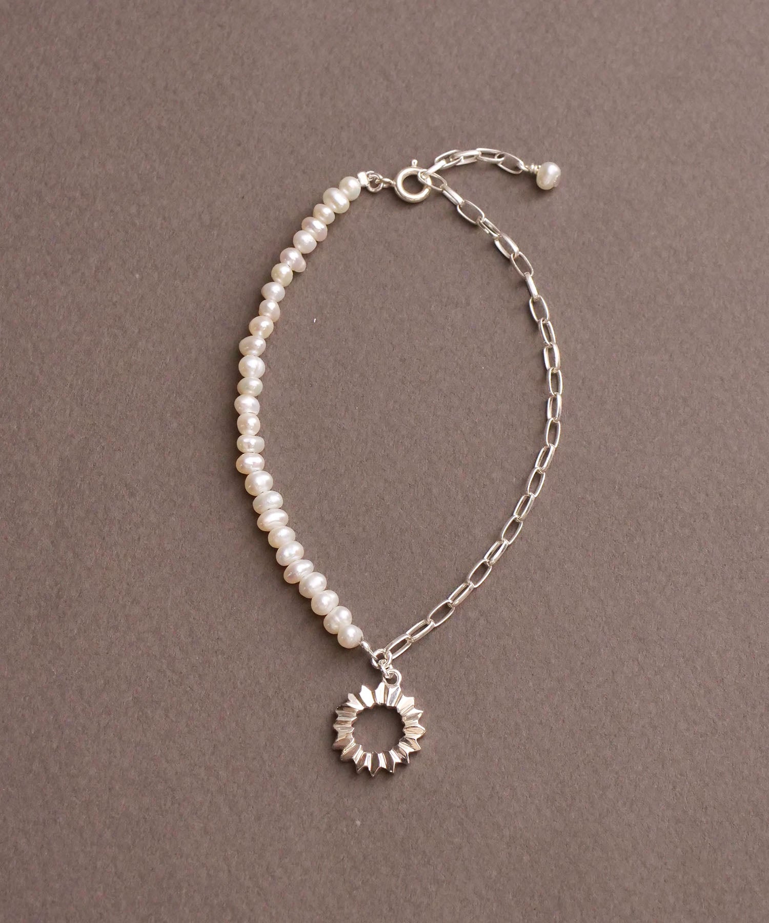 SV925フォールドオリガミパールブレスレット シルバー