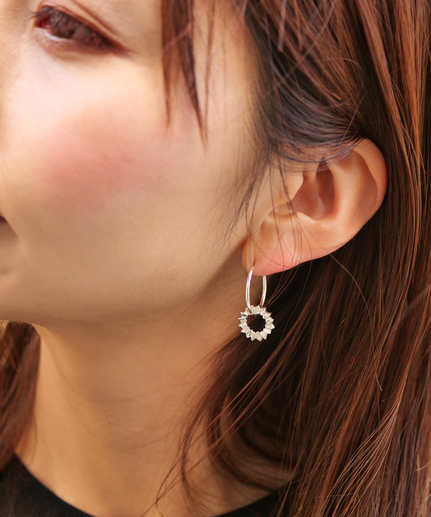 SV925フォールドオリガミフープピアス シルバー