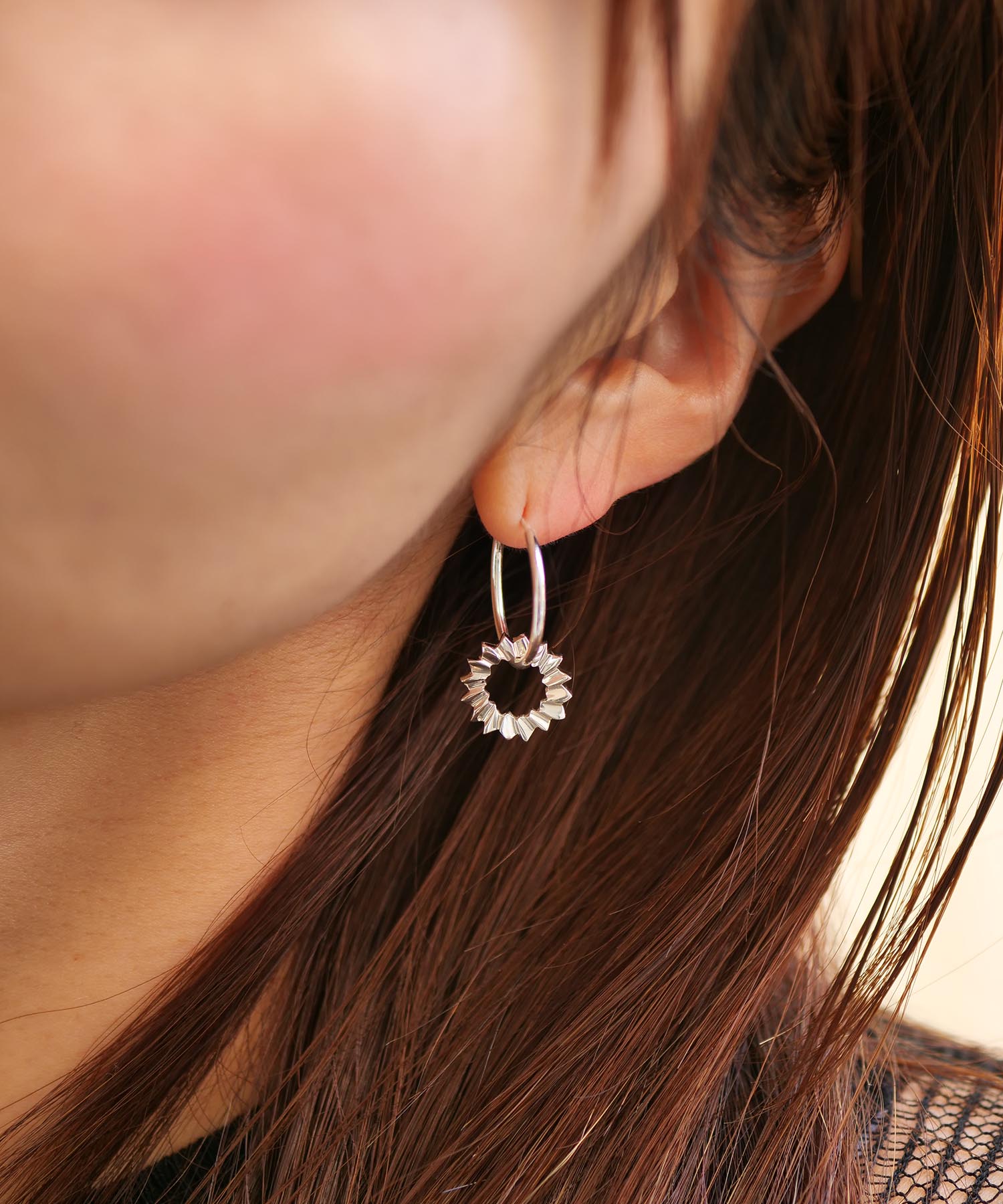 SV925フォールドオリガミフープピアス シルバー