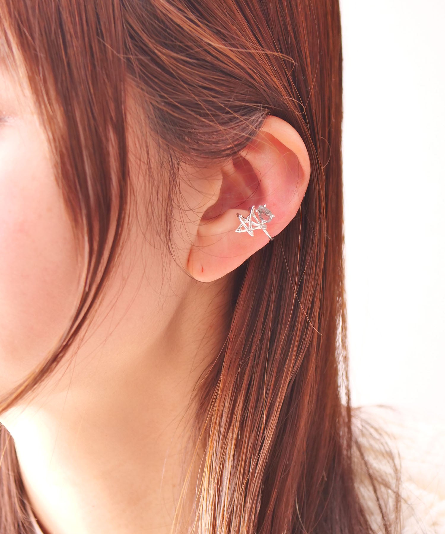 【限定商品】SV925ラクガキスター×天然石イヤーカフ シルバー