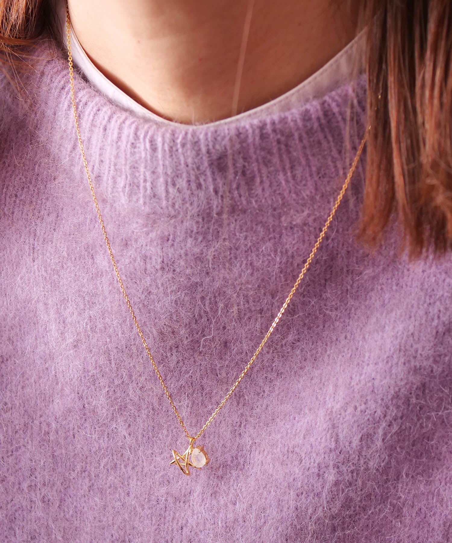 【限定商品】SV925ラクガキスター×天然石ネックレス ゴールド