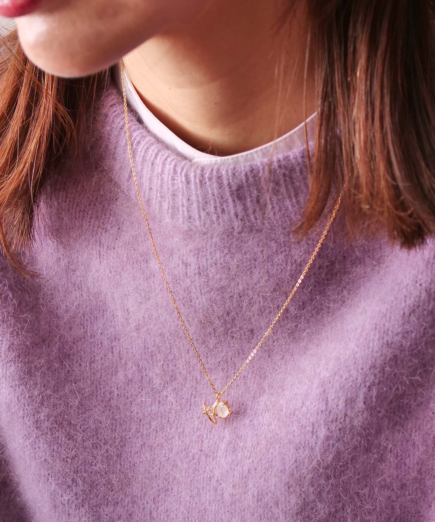 【限定商品】SV925ラクガキスター×天然石ネックレス ゴールド