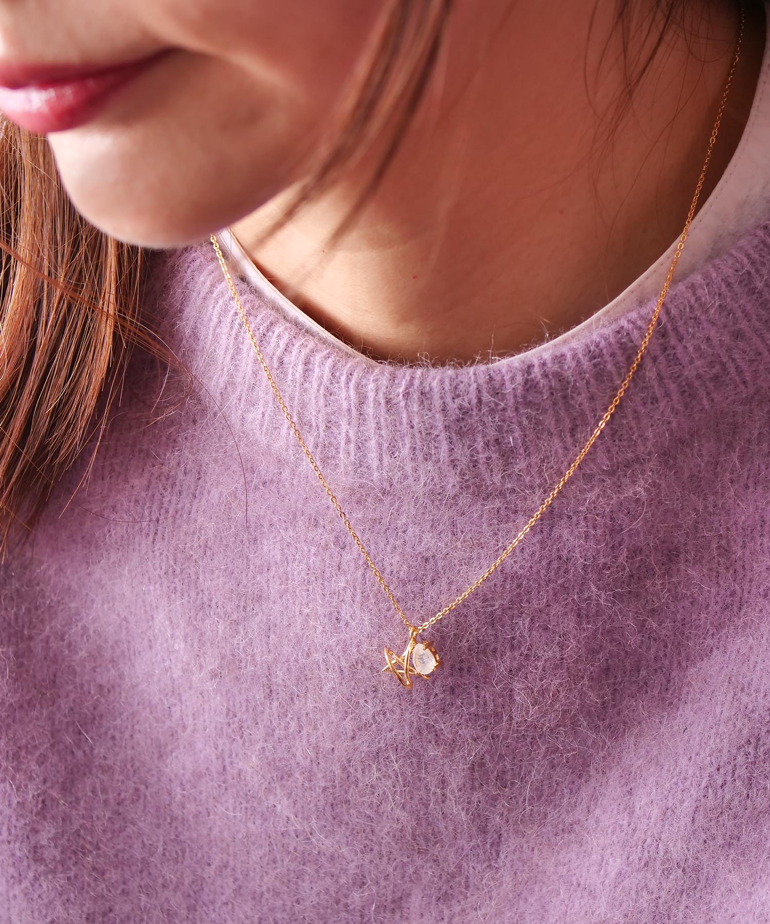 【限定商品】SV925ラクガキスター×天然石ネックレス ゴールド