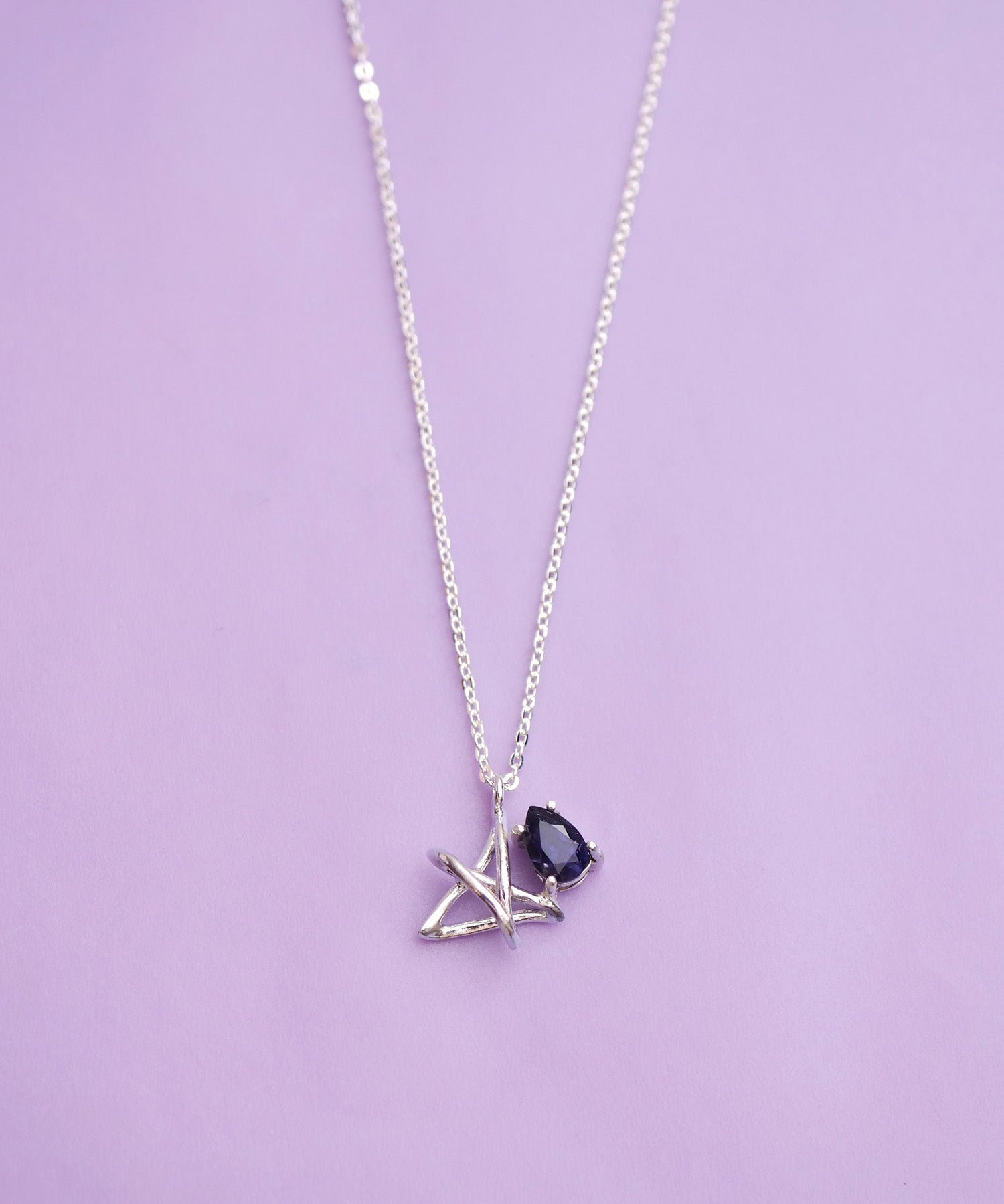 【限定商品】SV925ラクガキスター×天然石ネックレス シルバー