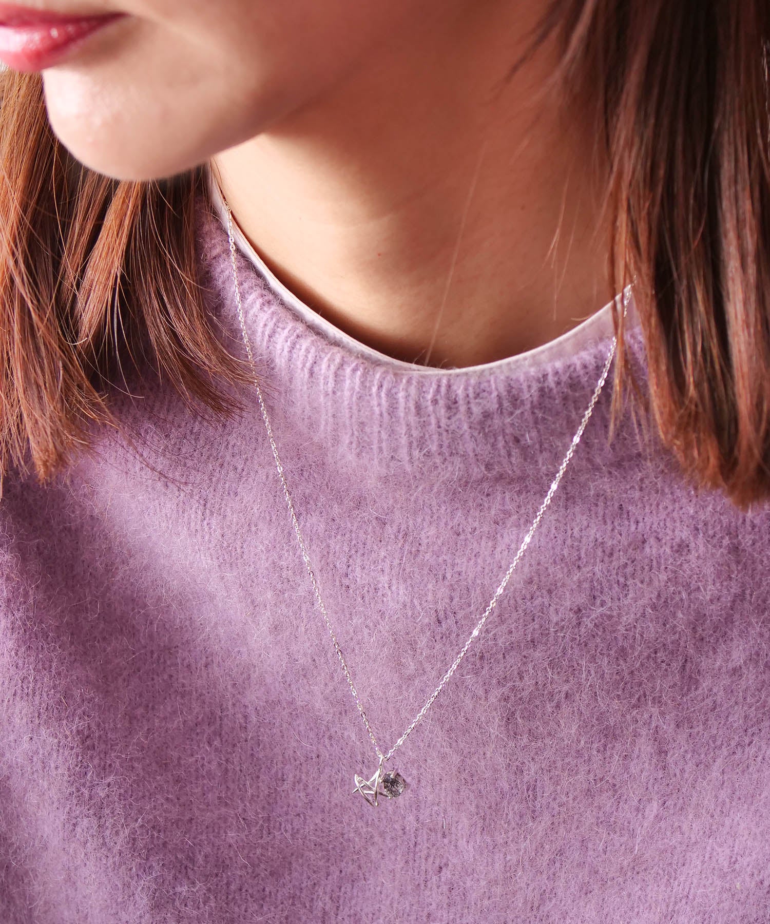 【限定商品】SV925ラクガキスター×天然石ネックレス シルバー