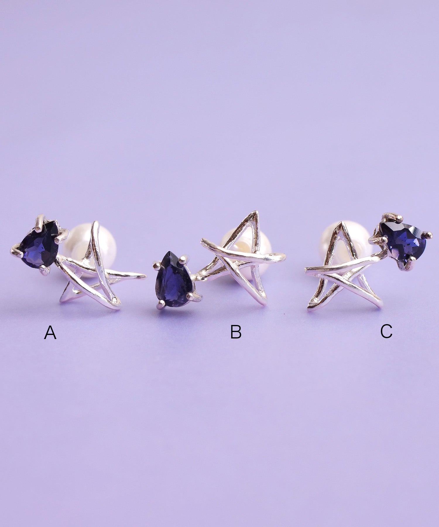 【限定商品】SV925ラクガキスター×天然石ピアス シルバー(片耳)