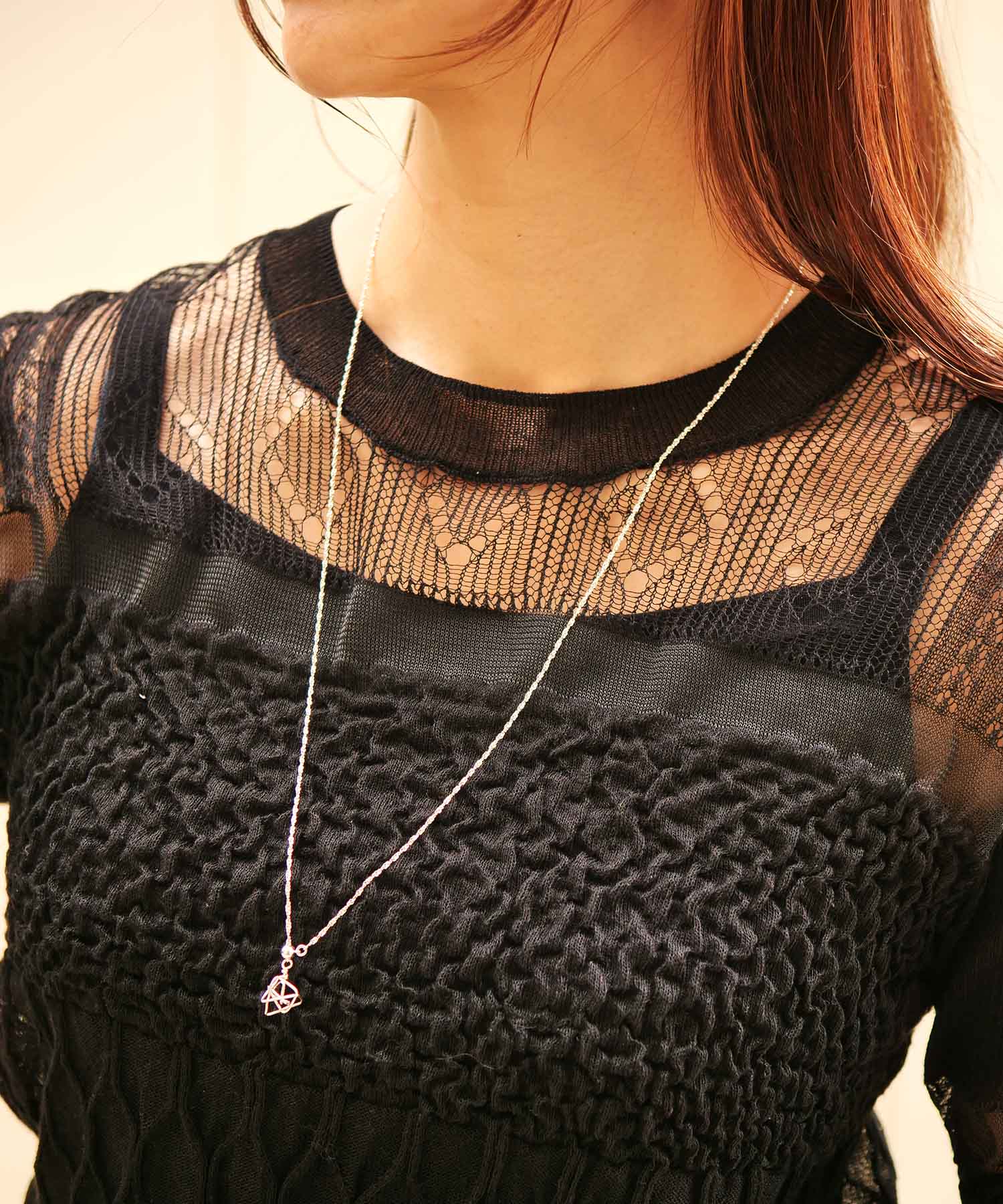 SV925ラクガキモチーフ付きねじりチェーンロングネックレス