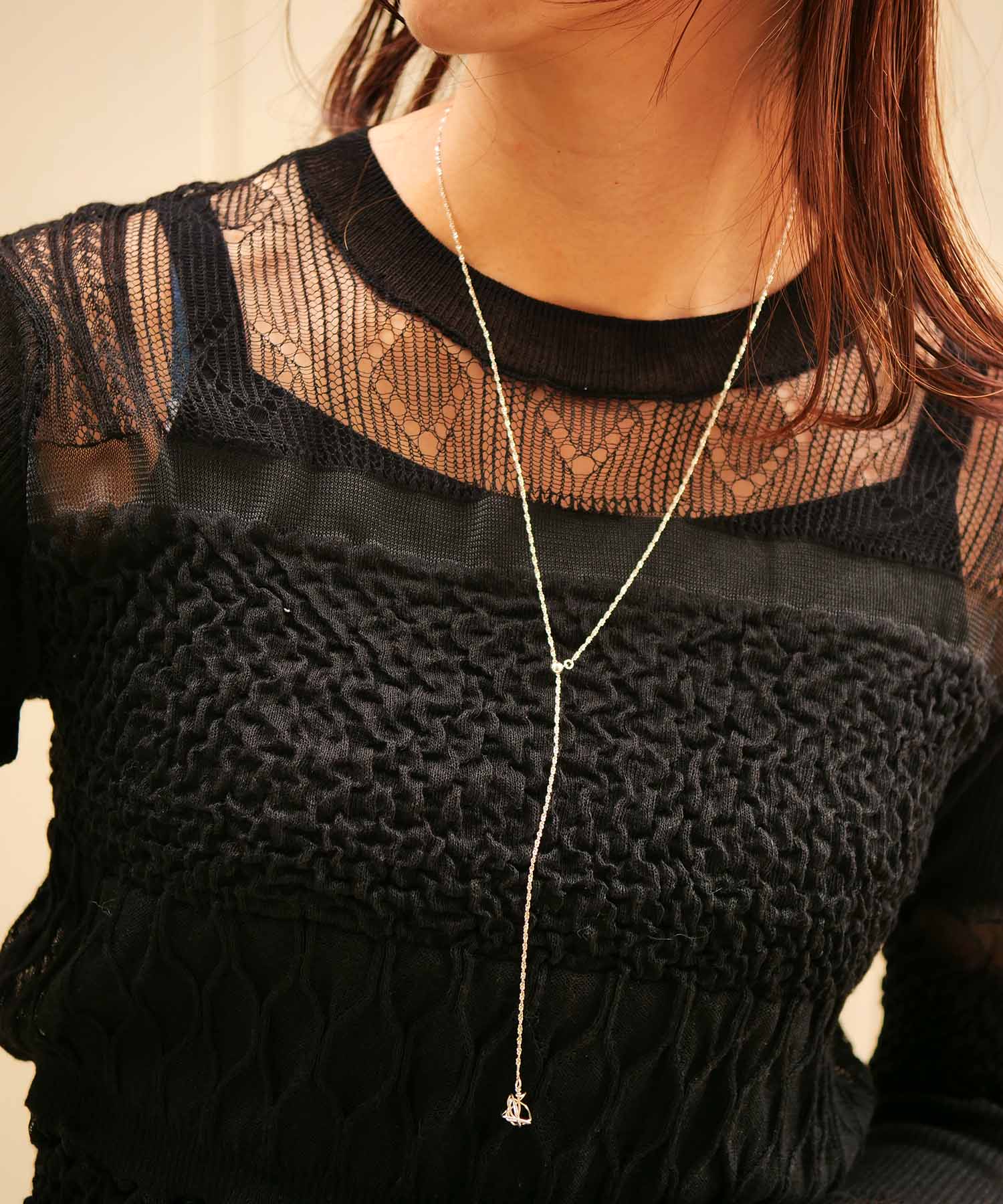 SV925ラクガキモチーフ付きねじりチェーンロングネックレス