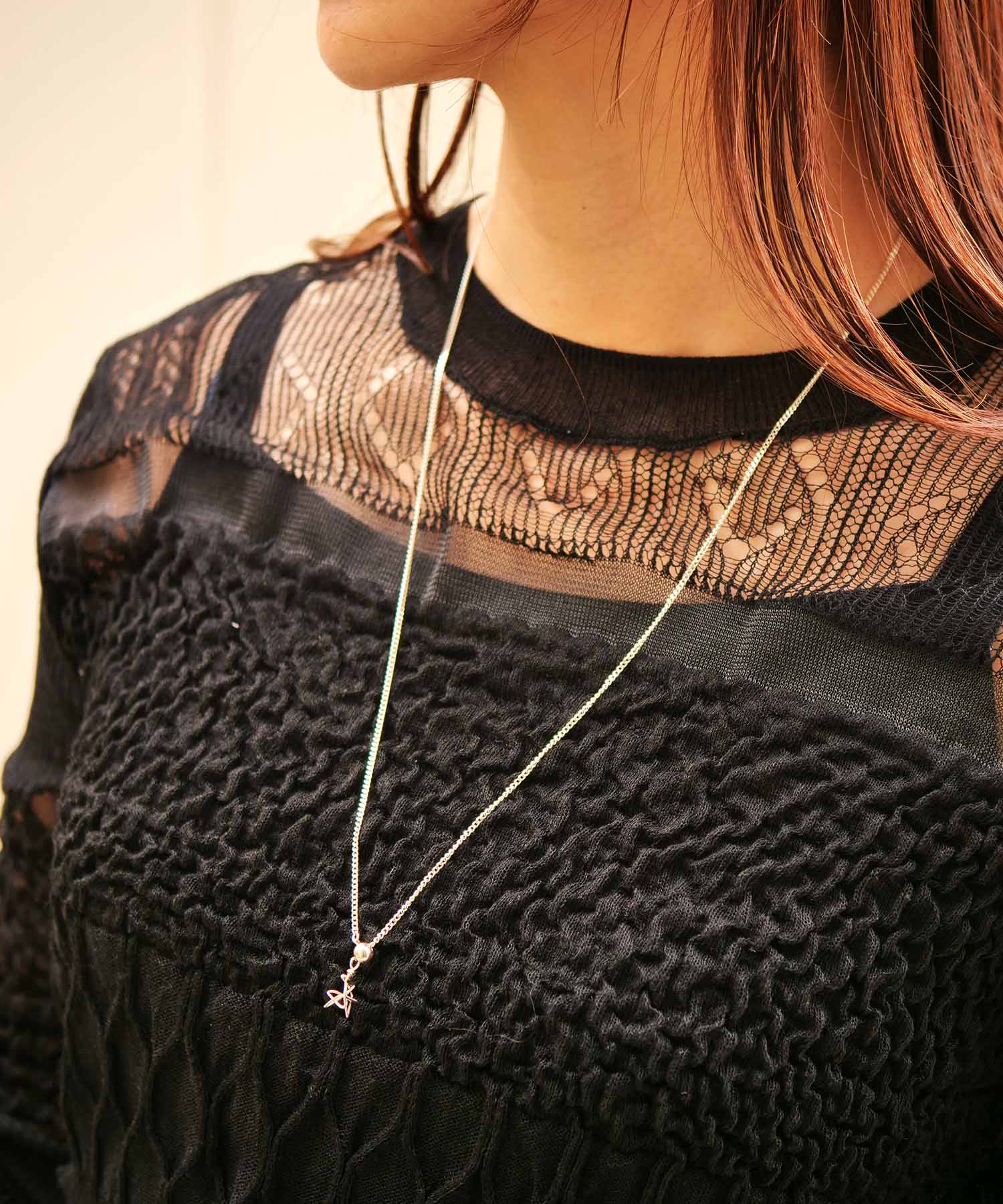 SV925ラクガキモチーフ付きシンプルキヘイチェーンロングネックレス