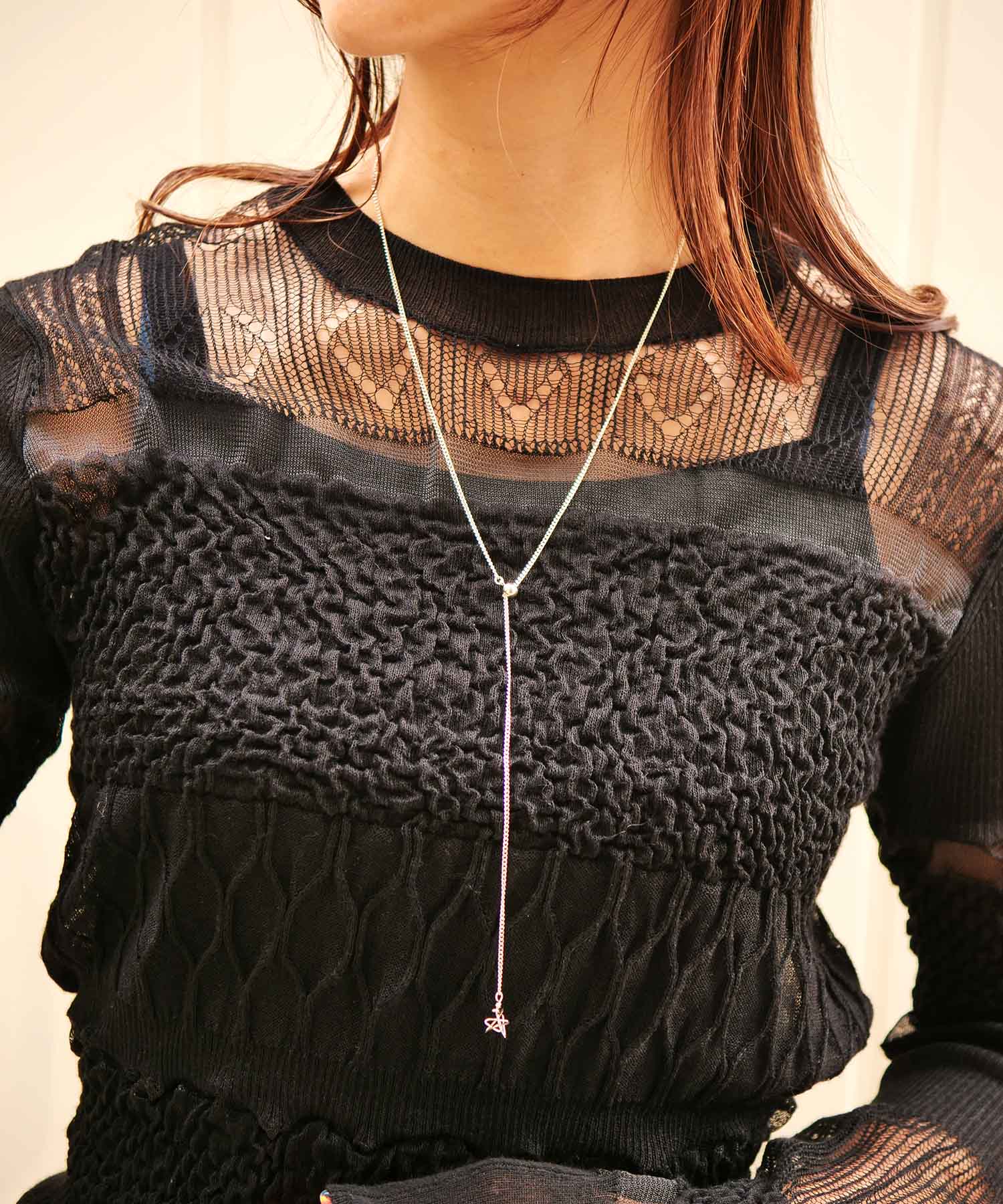 SV925ラクガキモチーフ付きシンプルキヘイチェーンロングネックレス