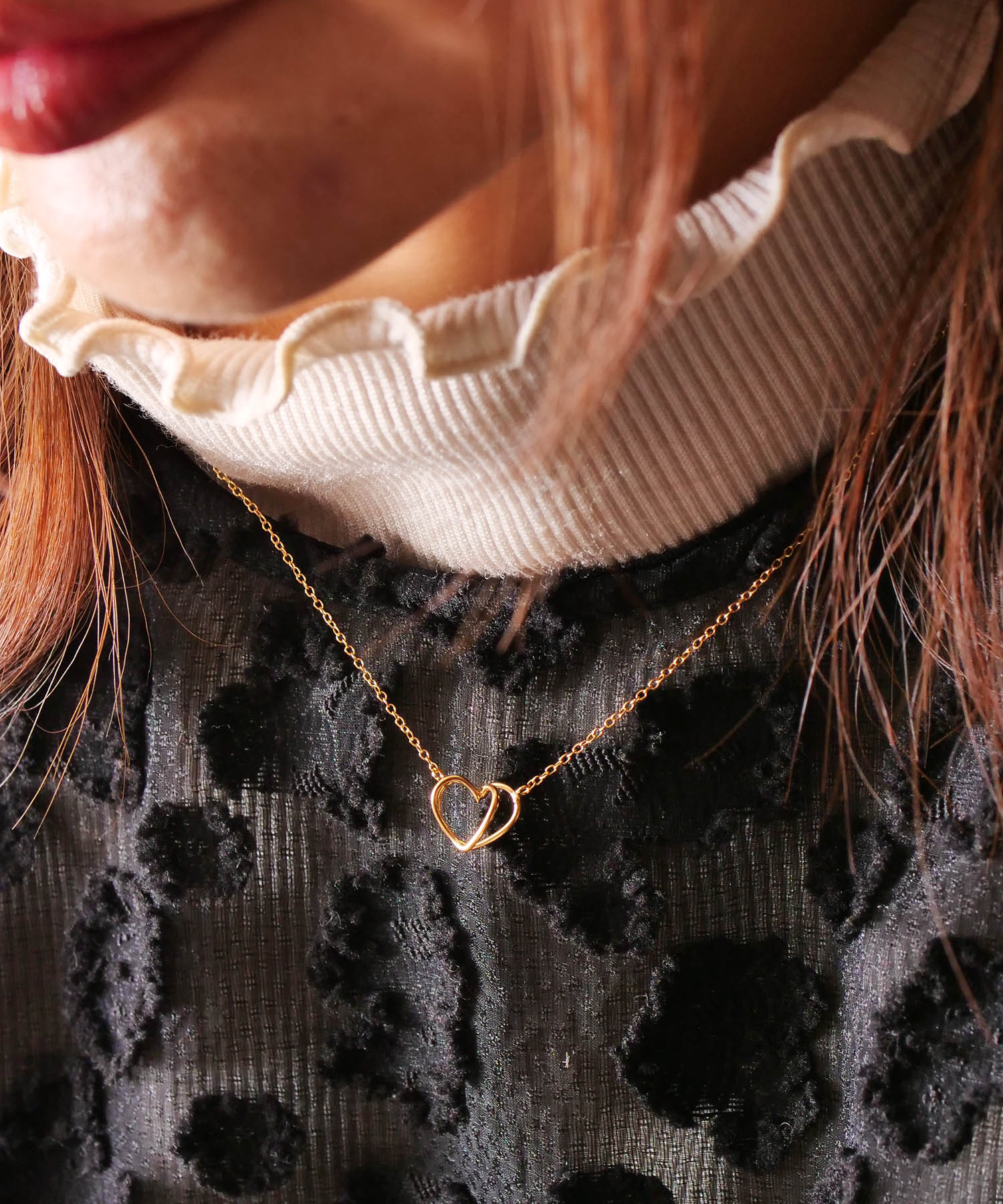 【限定商品】SV925ラクガキダブルハートネックレス ゴールド