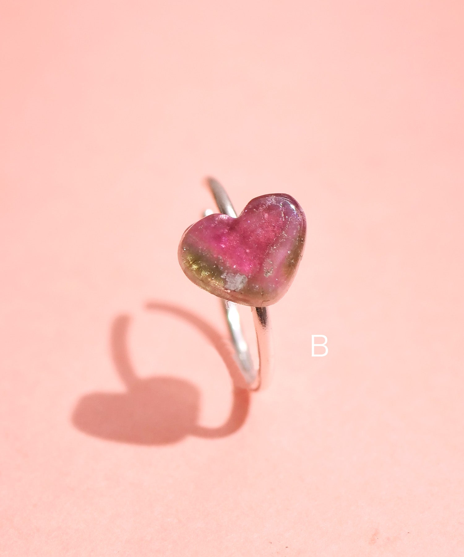 【限定商品】SV925ハート天然石イヤーカフ バイカラートルマリン ピンク