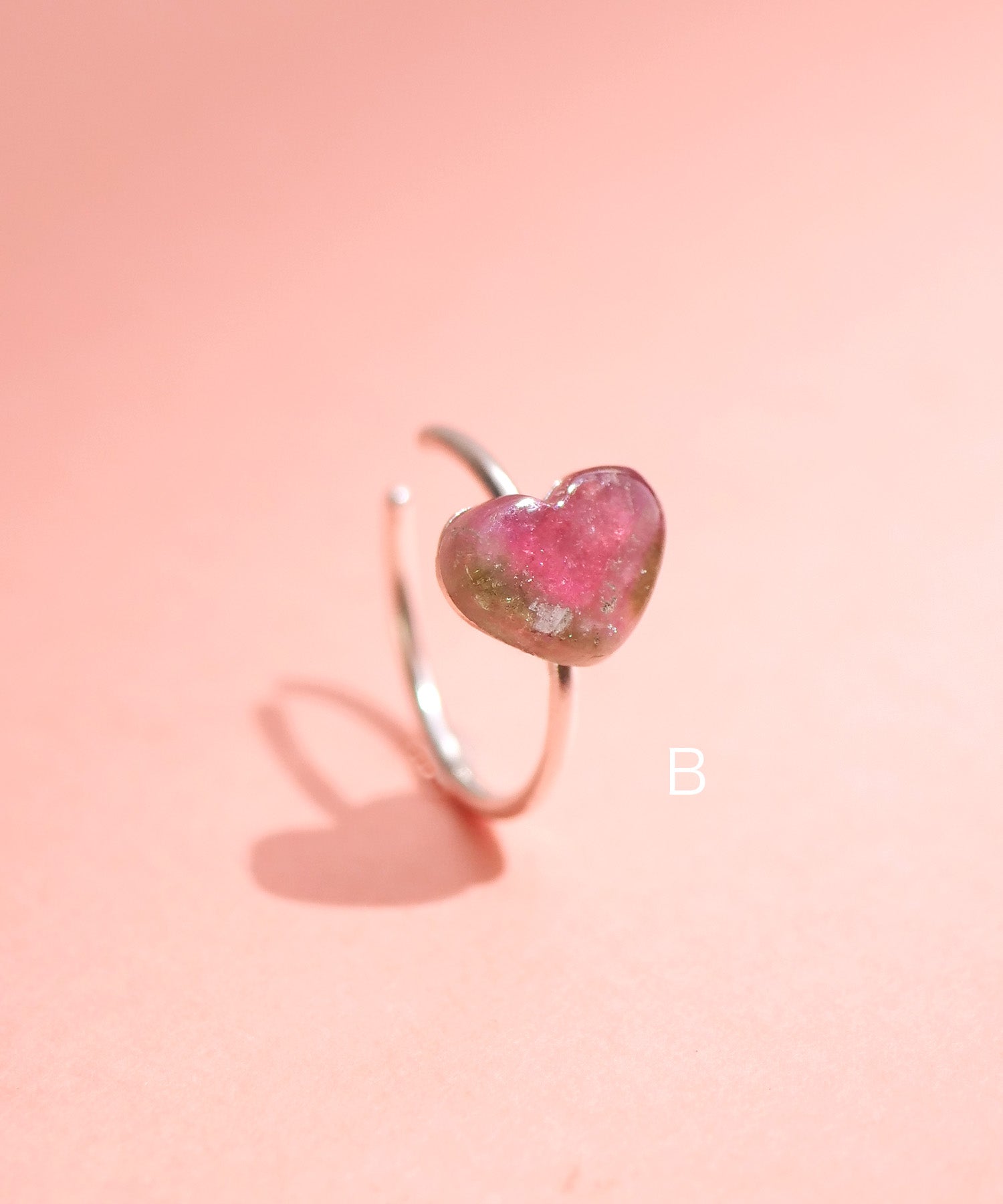 【限定商品】SV925ハート天然石イヤーカフ バイカラートルマリン ピンク
