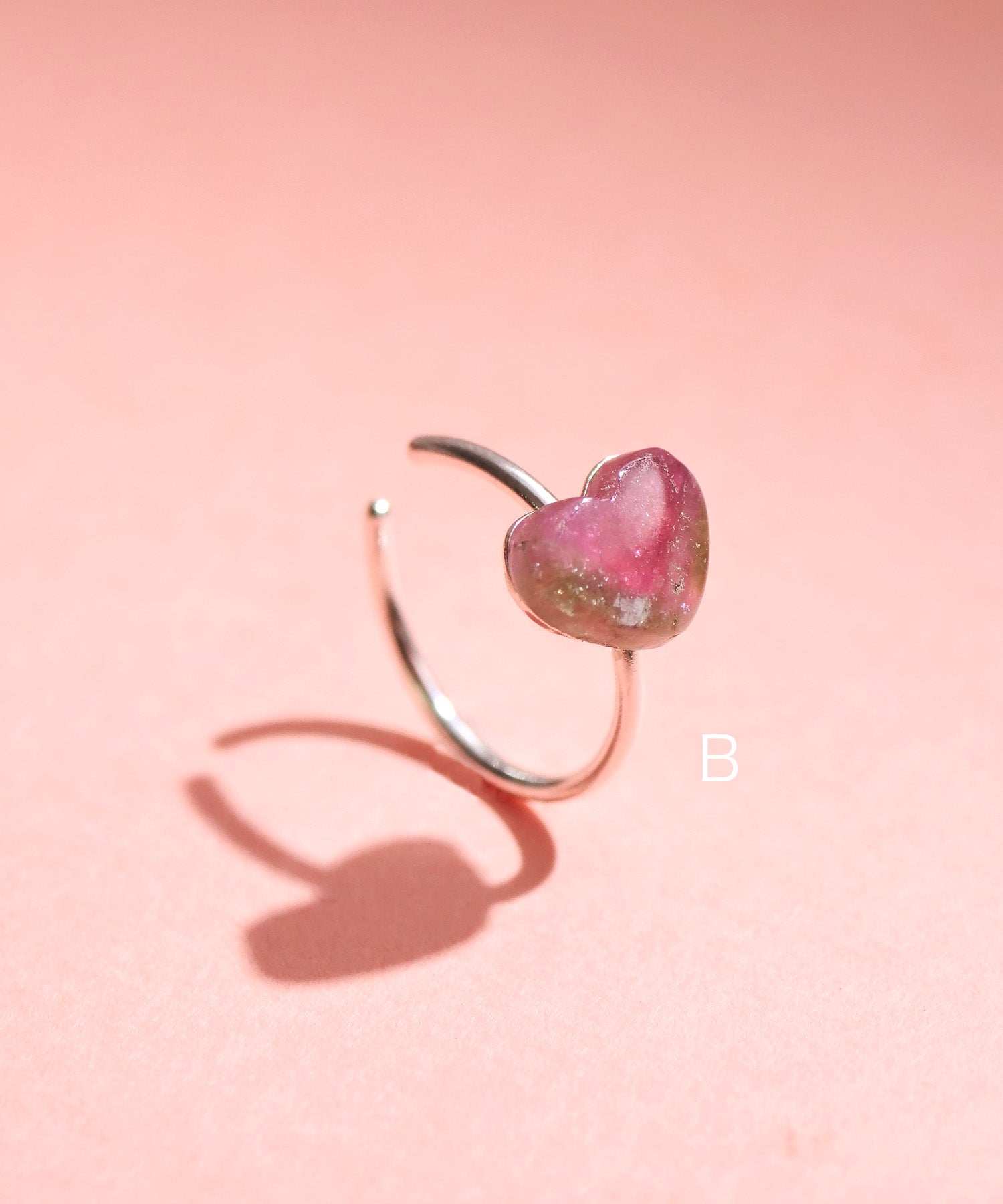 【限定商品】SV925ハート天然石イヤーカフ バイカラートルマリン ピンク