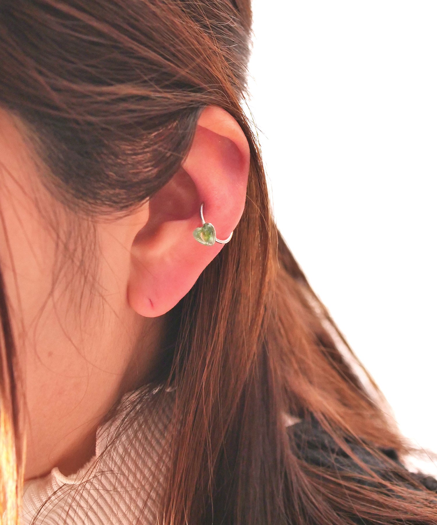 【限定商品】SV925ハート天然石イヤーカフ バイカラートルマリン ライトブルー