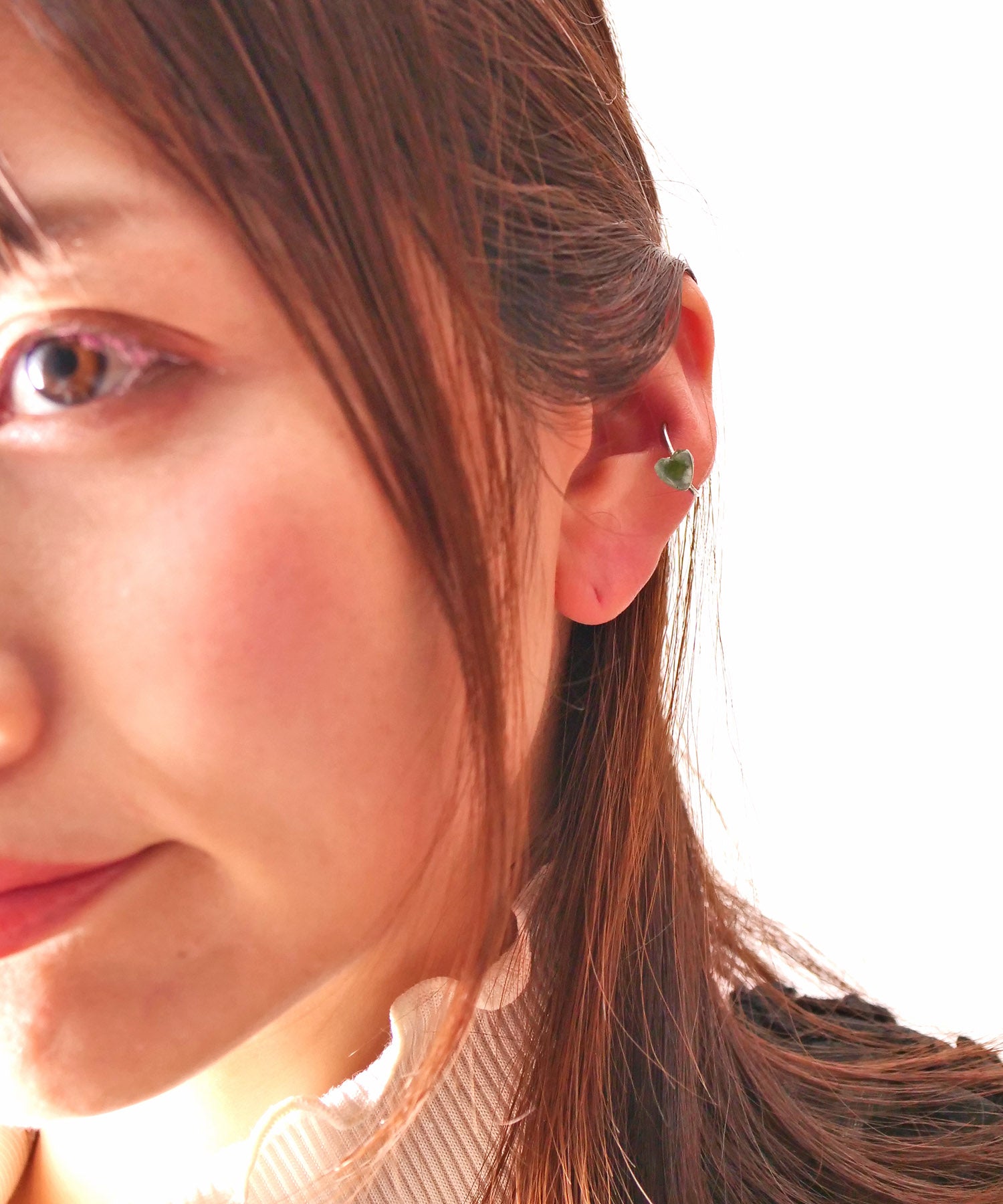 【限定商品】SV925ハート天然石イヤーカフ バイカラートルマリン ライトブルー