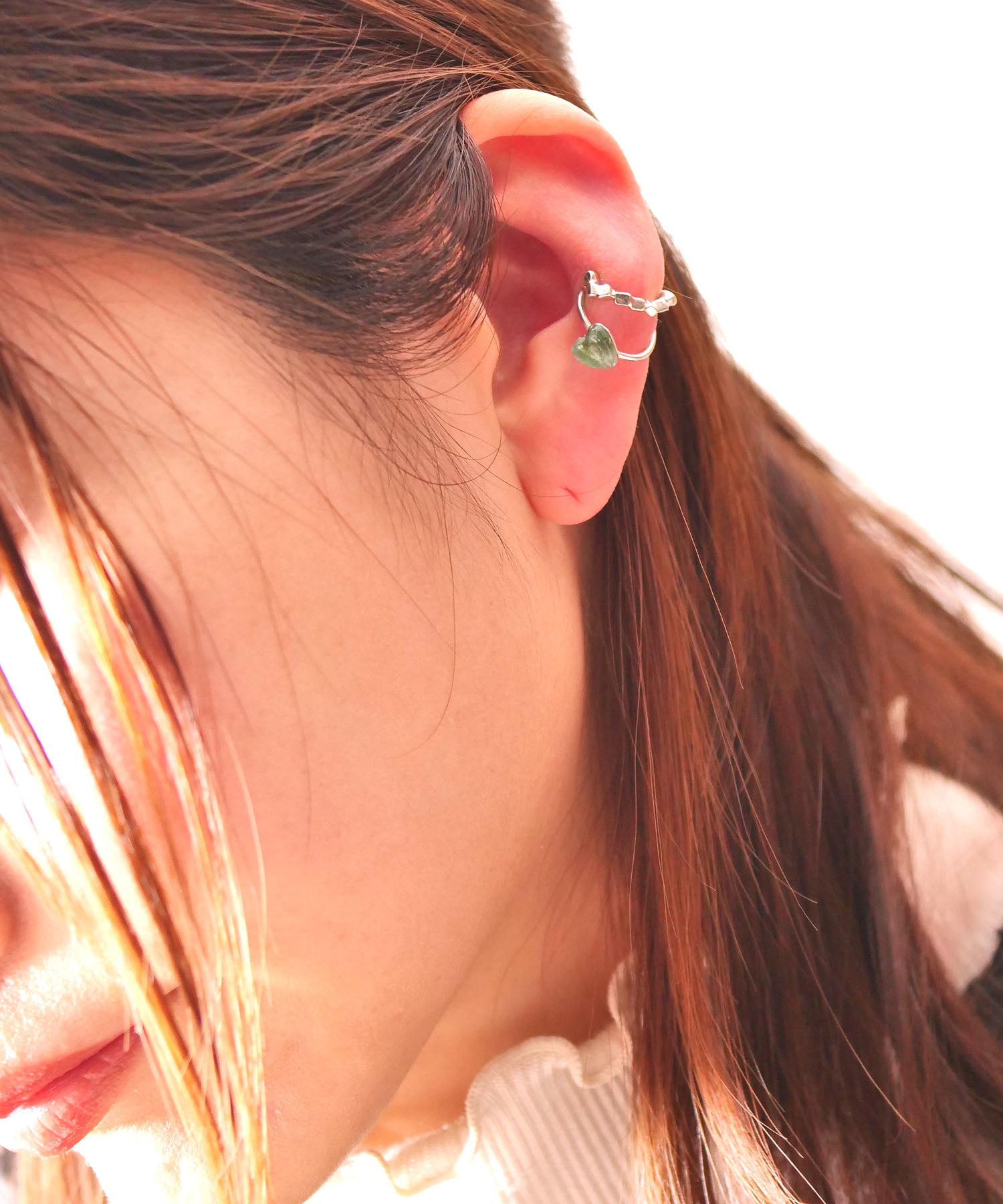 【限定商品】SV925ハート天然石イヤーカフ バイカラートルマリン ライトブルー