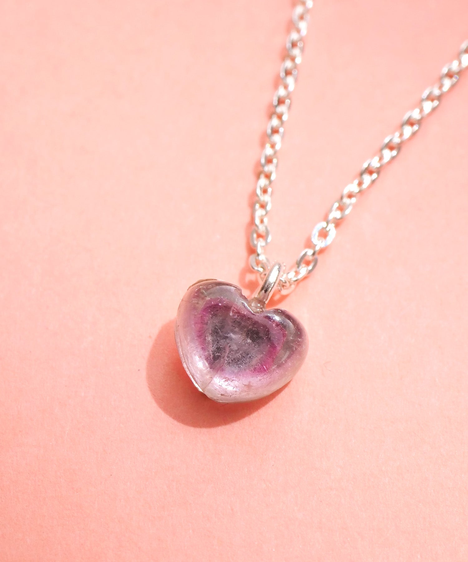 【限定商品】SV925ハート天然石ネックレス バイカラートルマリン ピンク