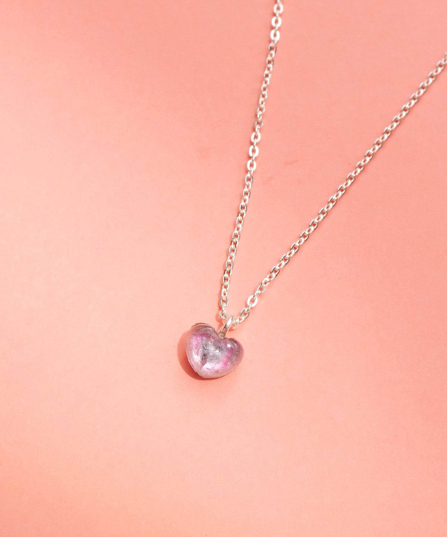 【限定商品】SV925ハート天然石ネックレス バイカラートルマリン ピンク