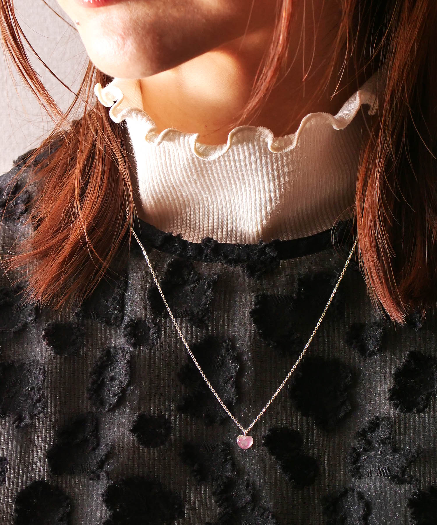 【限定商品】SV925ハート天然石ネックレス バイカラートルマリン ピンク