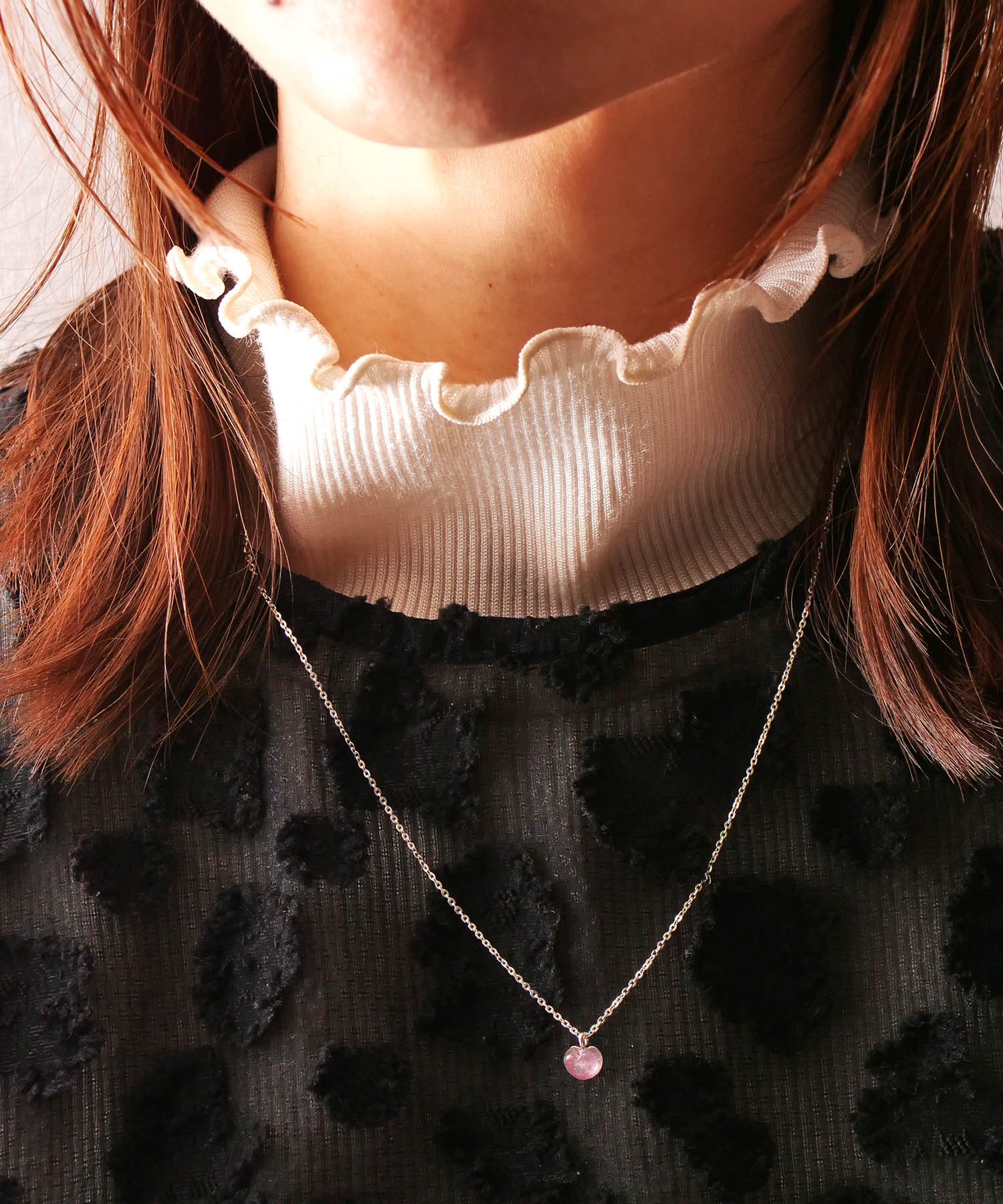 【限定商品】SV925ハート天然石ネックレス バイカラートルマリン ピンク