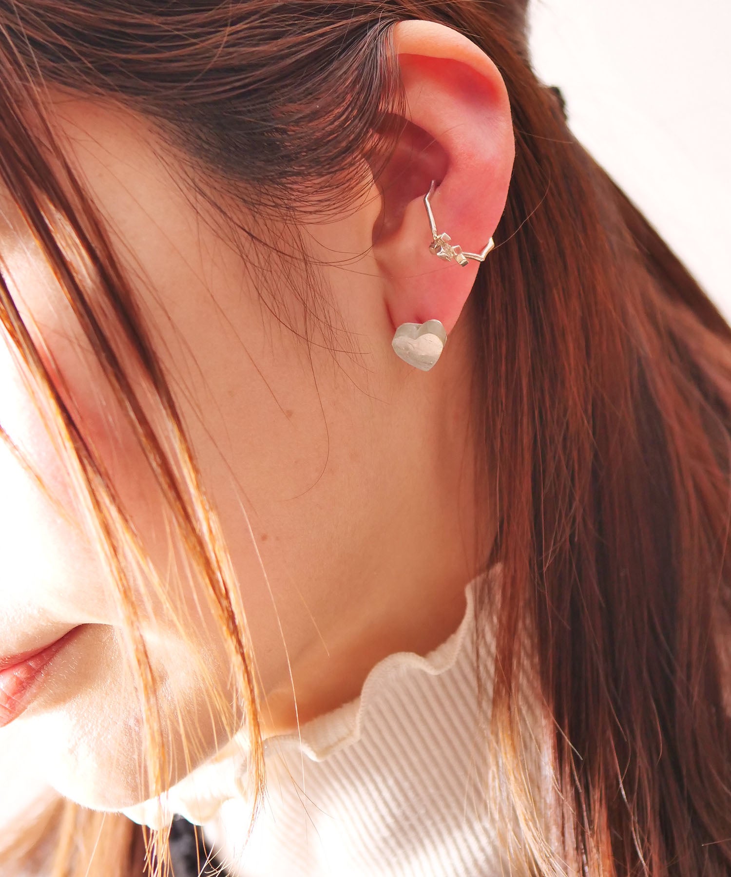 【限定商品】SV925ハート天然石ピアス トルマリン 片耳