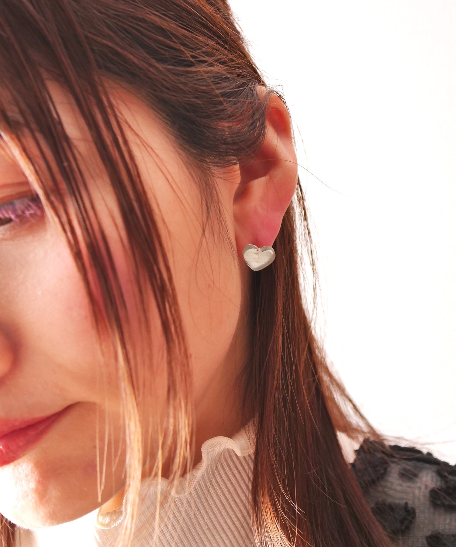 【限定商品】SV925ハート天然石ピアス トルマリン 片耳