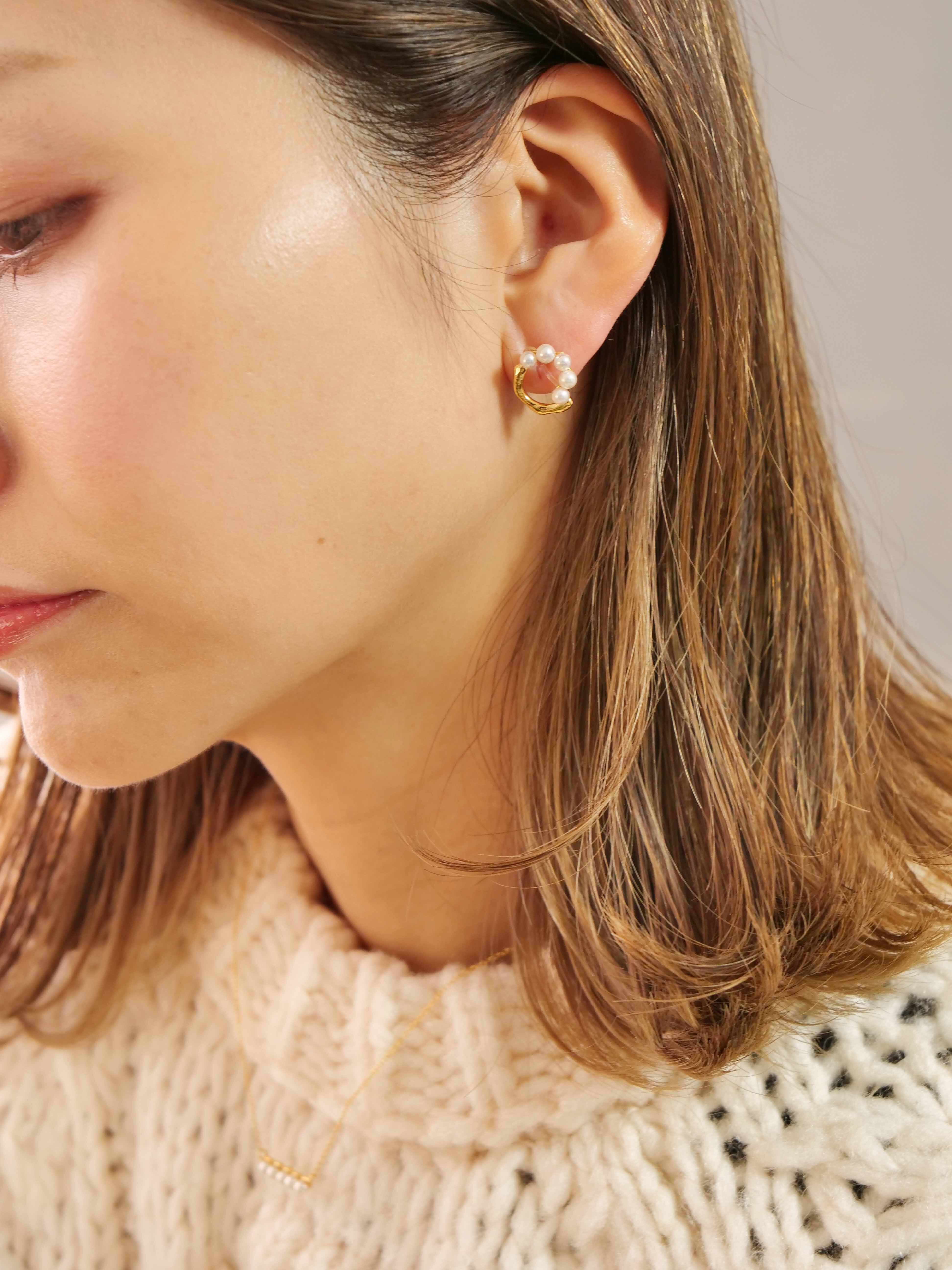 Clay pearl ring earrings