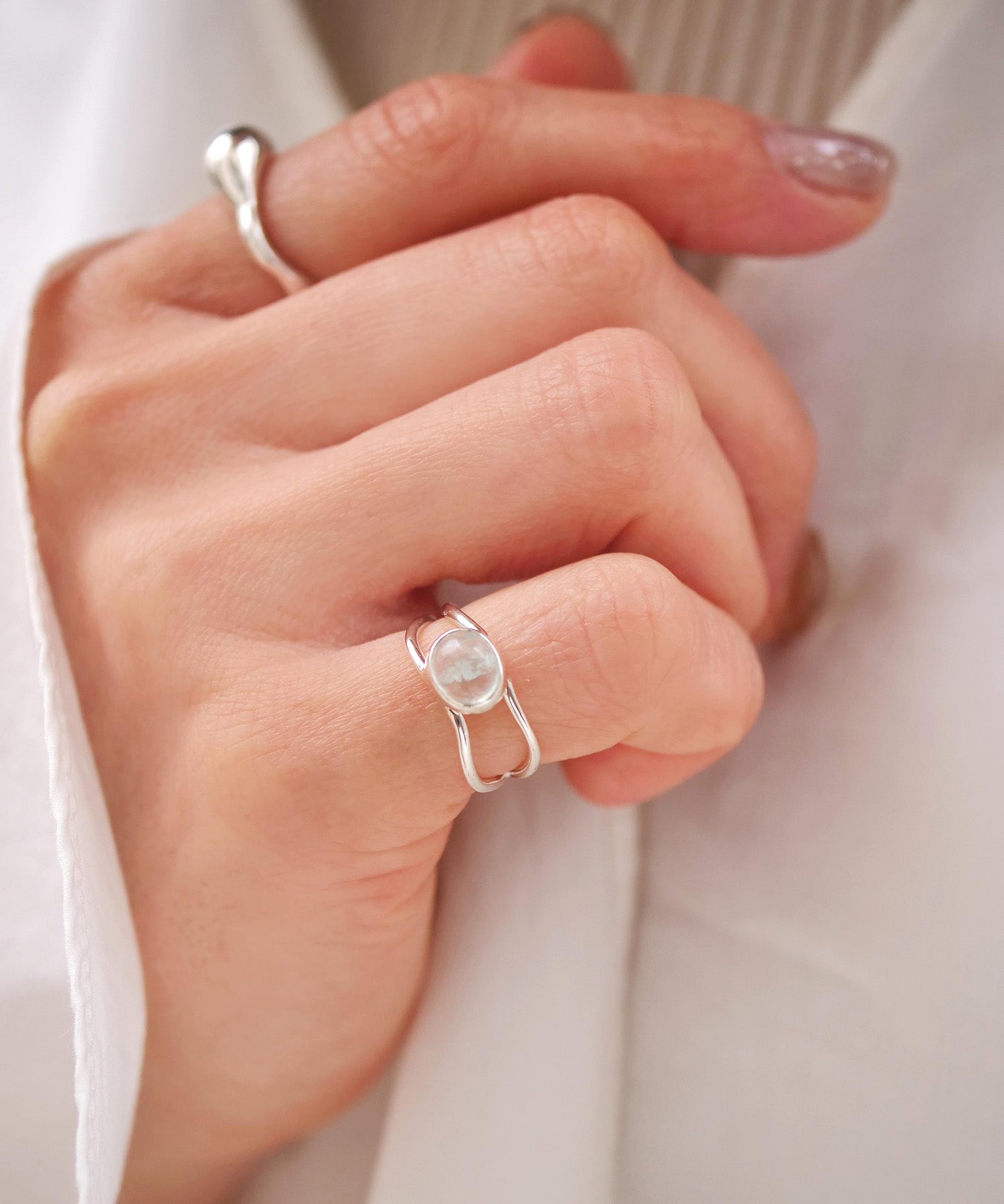 【1点限定】SV925ラクガキフリー天然石ピンキーリング フローライト