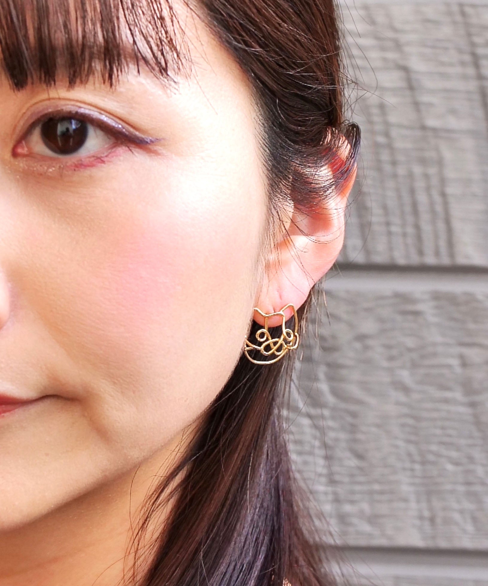 【限定販売】SV925ラクガキキャットピアス ゴールド