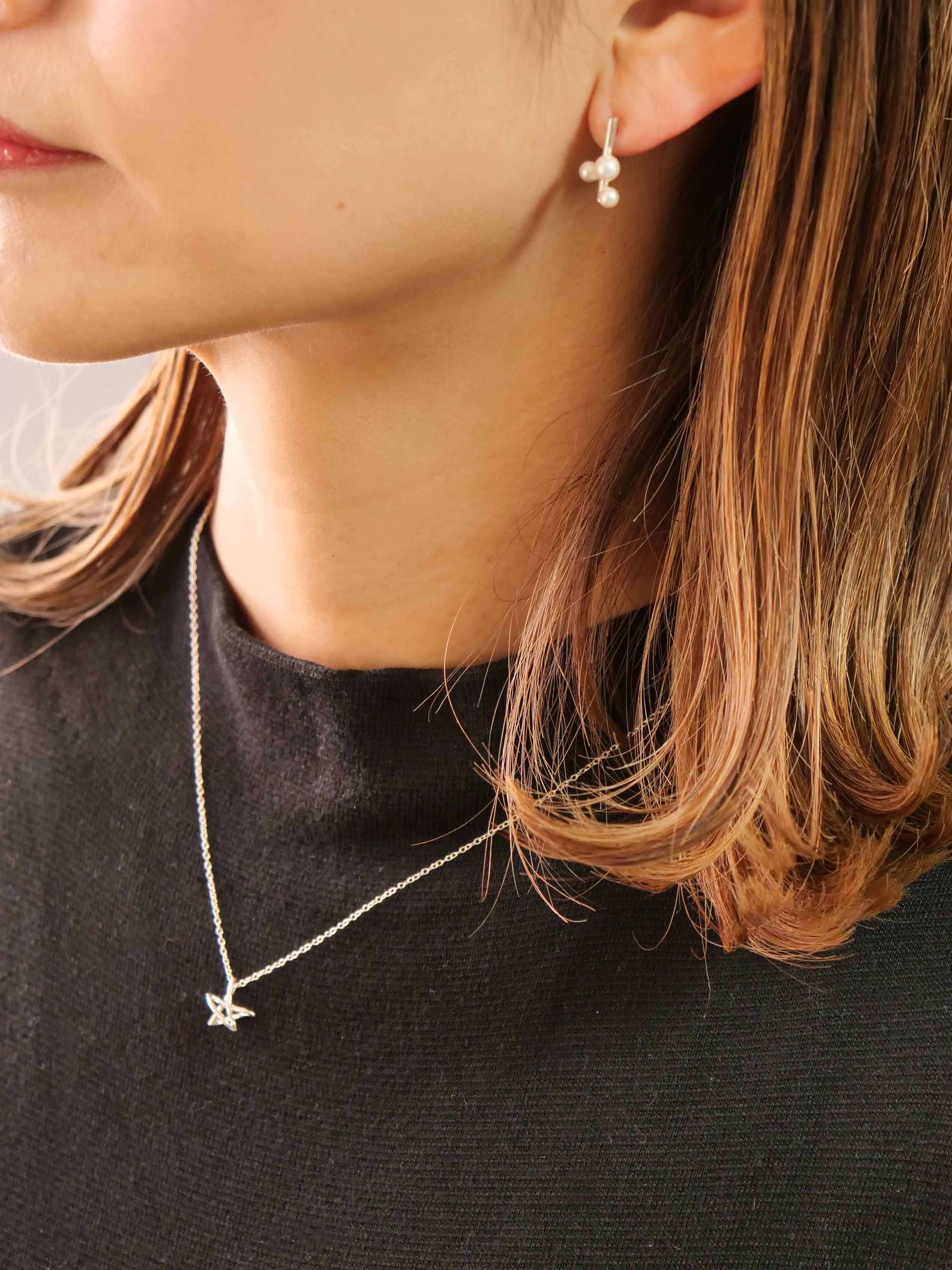 SV925 肥皂泡棒耳环 银色