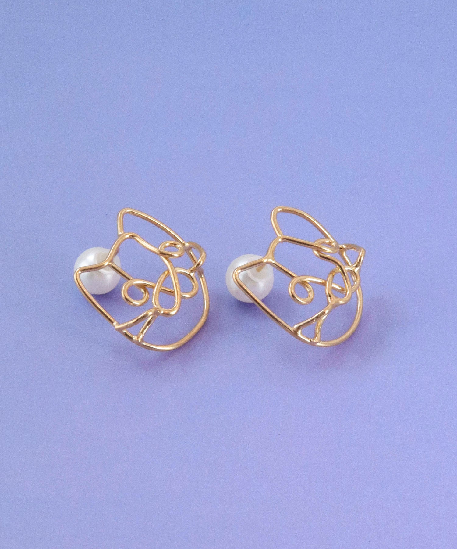 【限定販売】SV925ラクガキキャットピアス ゴールド