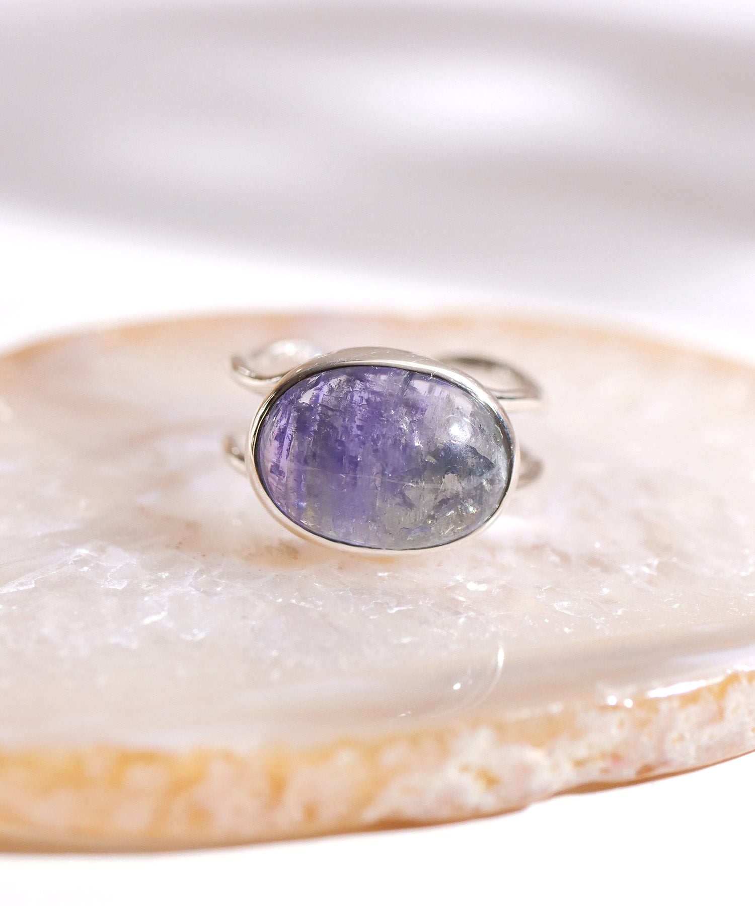 【1点限定】SV925ラクガキウェーブ天然石付2連リング バイカラータンザナイト