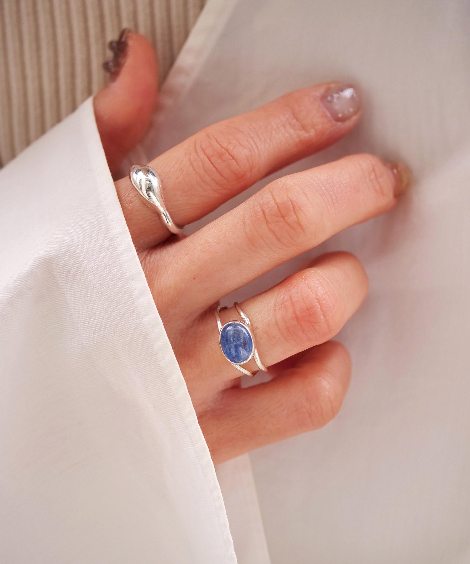 【1点限定】SV925ラクガキフリー天然石リング バイカラーカイヤナイト