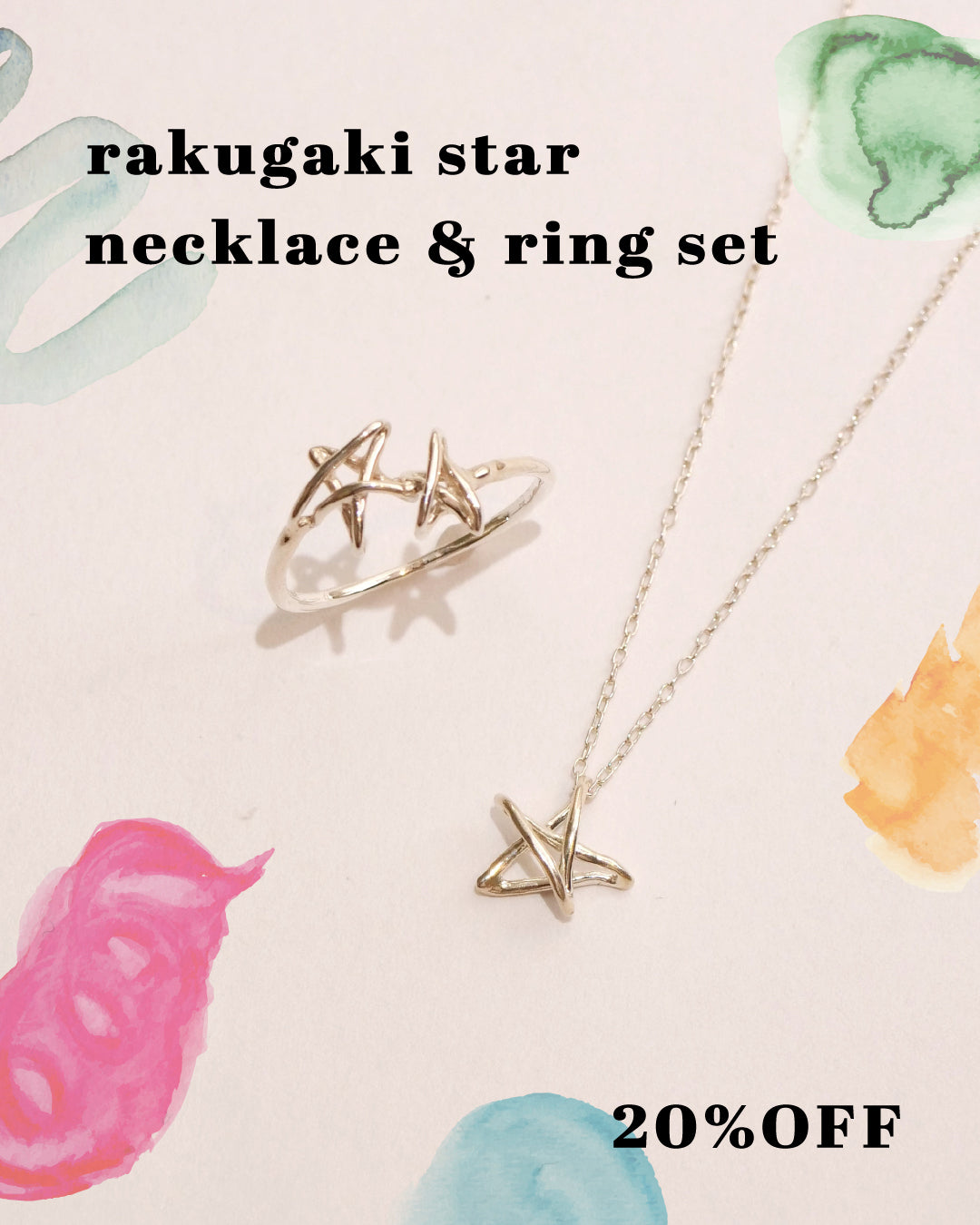 Christmas limited edition Graffiti star necklace &amp; ear cuff set