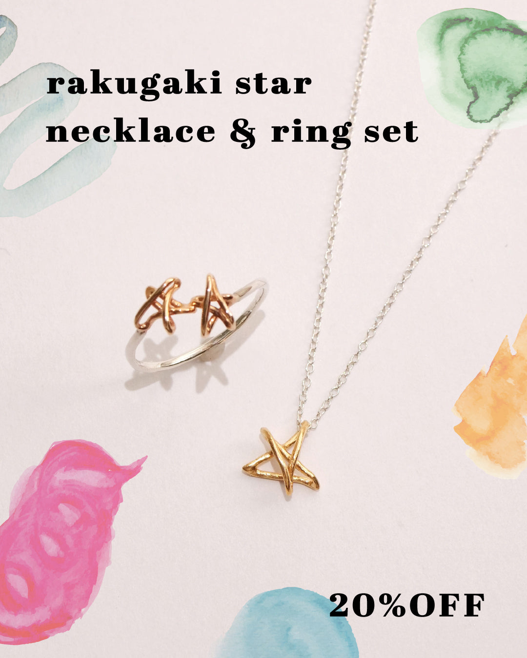 Christmas limited edition Graffiti star necklace &amp; ear cuff set