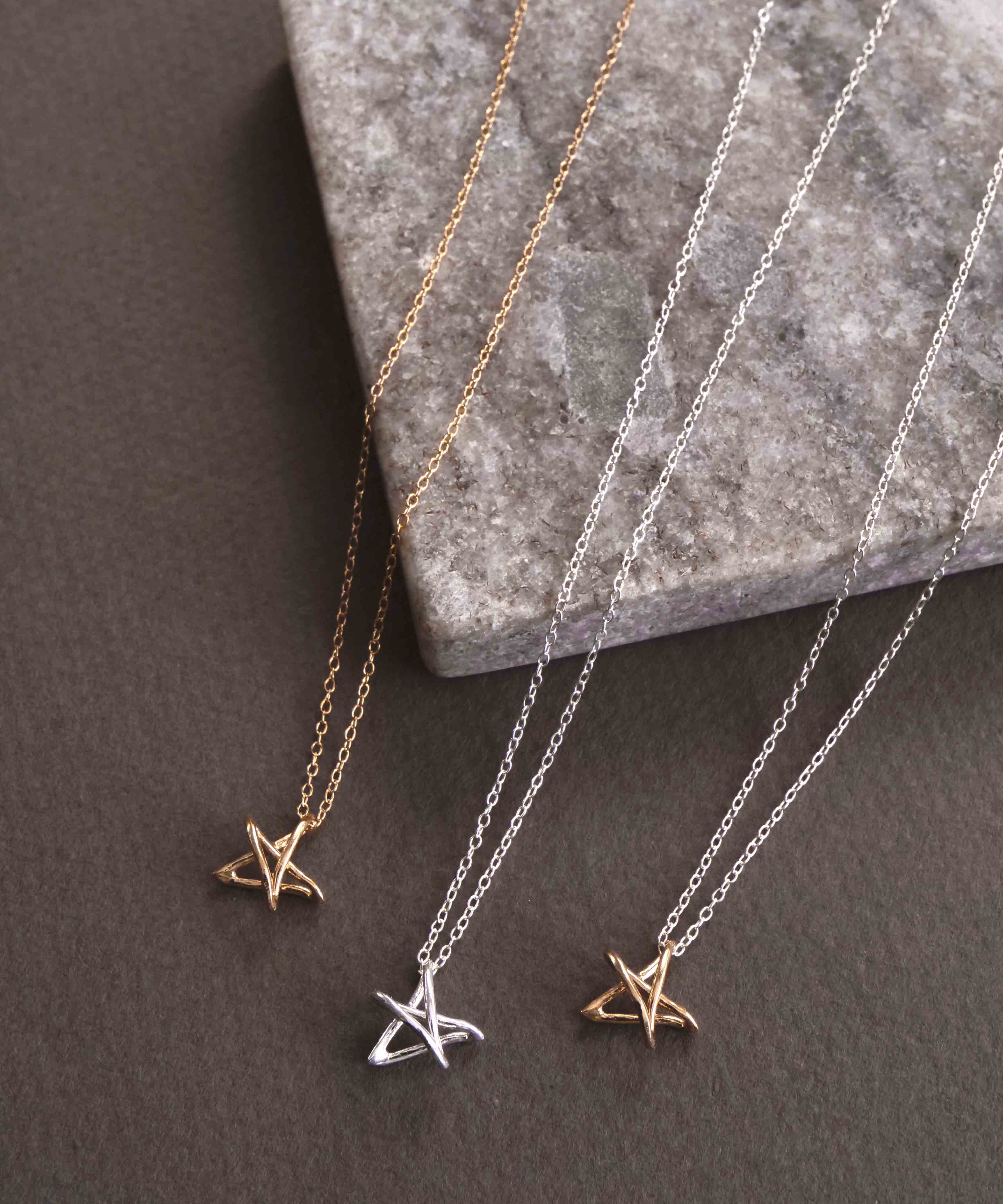 SV925 mini graffiti star necklace silver