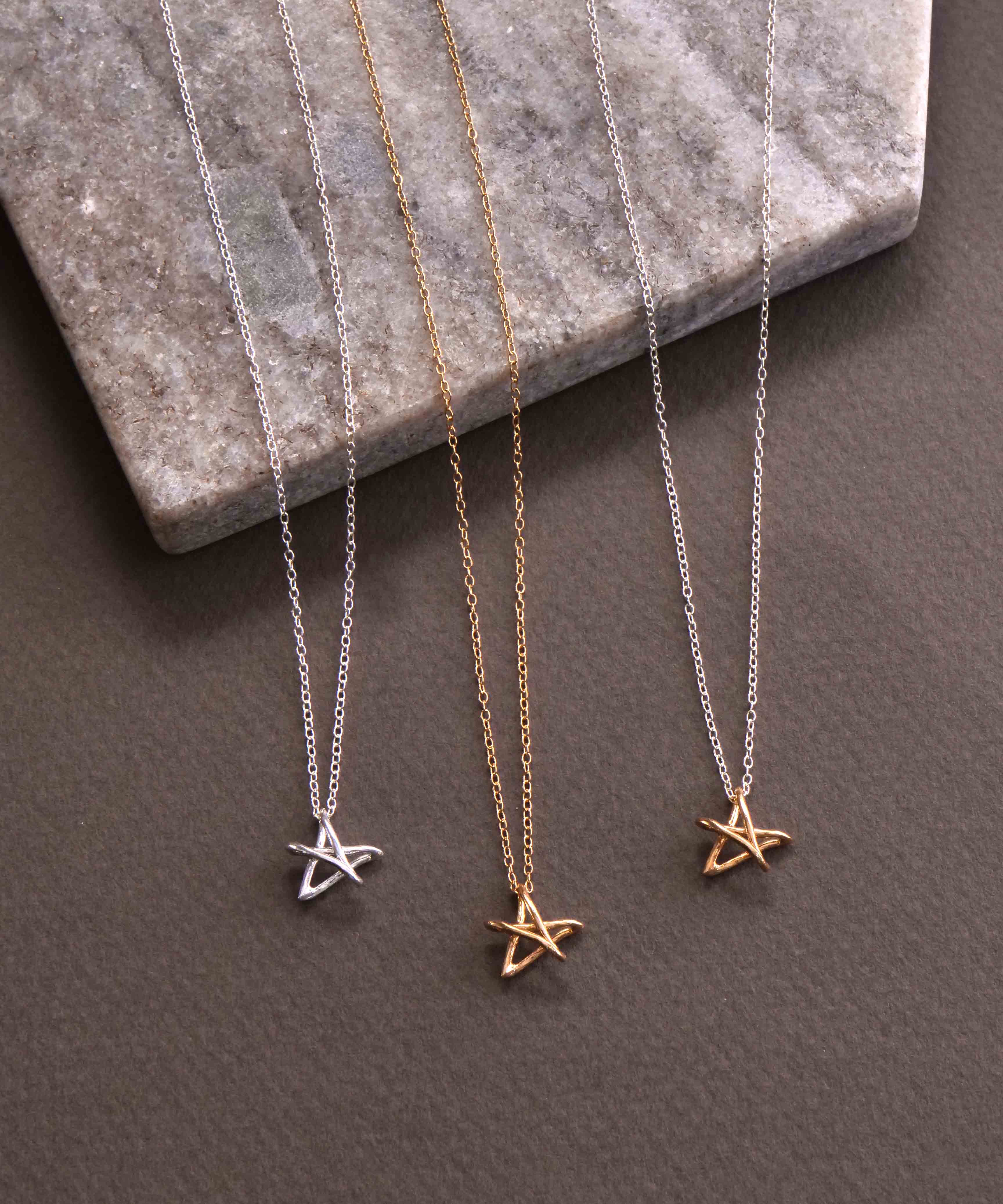 SV925 mini graffiti star necklace silver