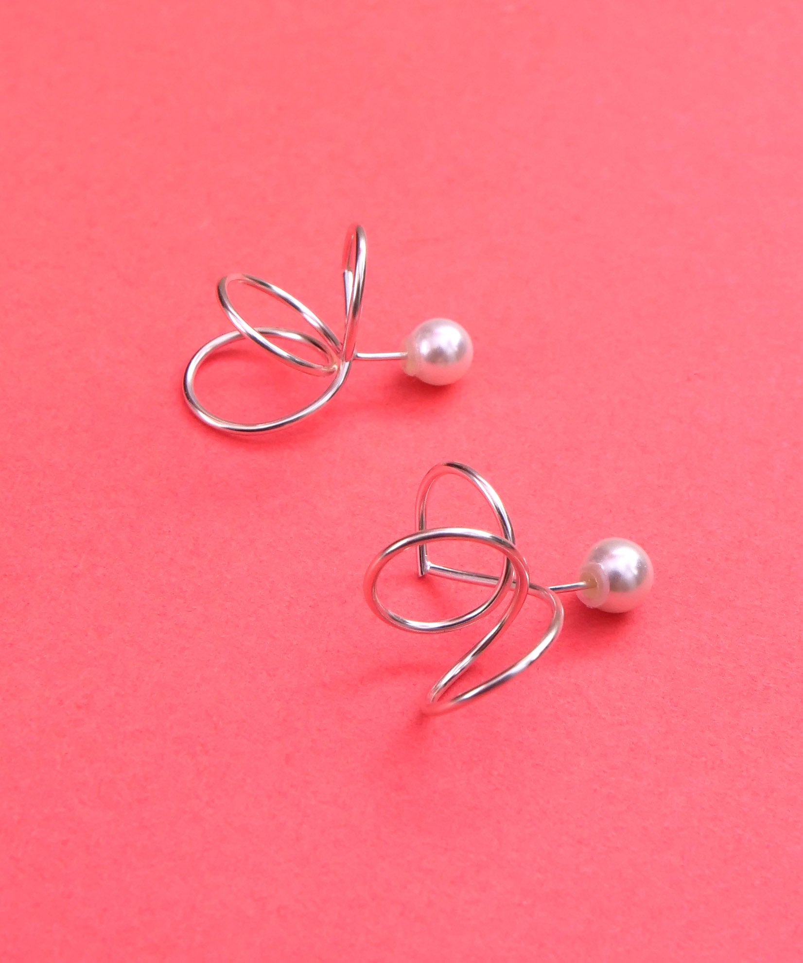 SV925 Curly Art Line Earrings Silver