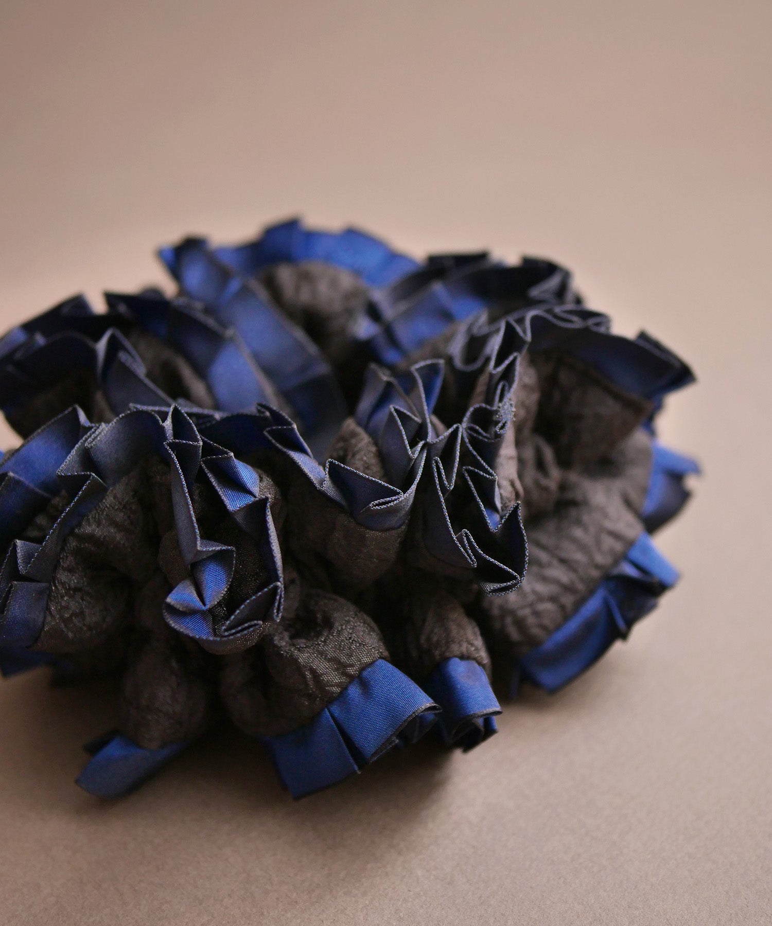 Plain Colorful Pleated Piping Scrunchie Blue 